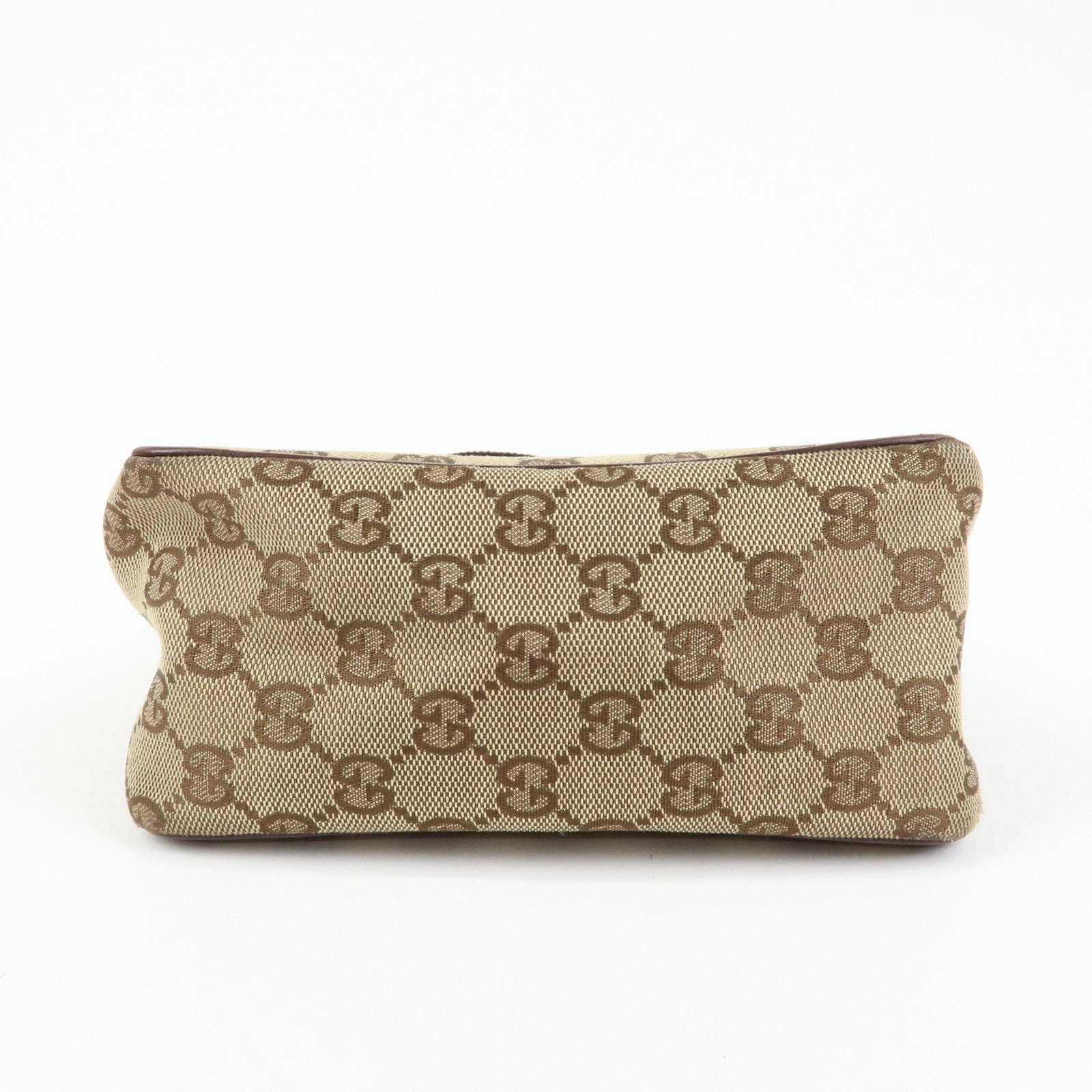 GUCCI GG Canvas Leather Mini Hand Bag Pouch Beige Brown 106644