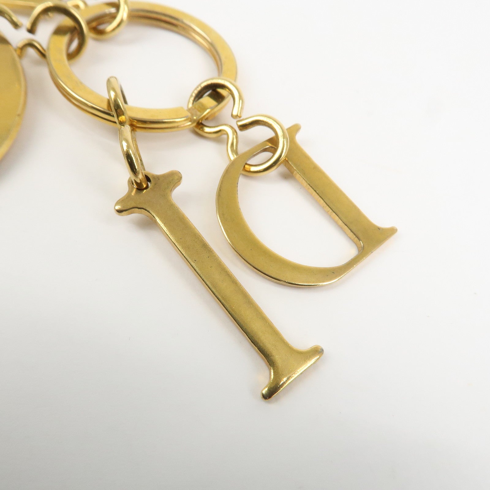 Christian Dior Logo Metal Bag Charm Key Chain Gold