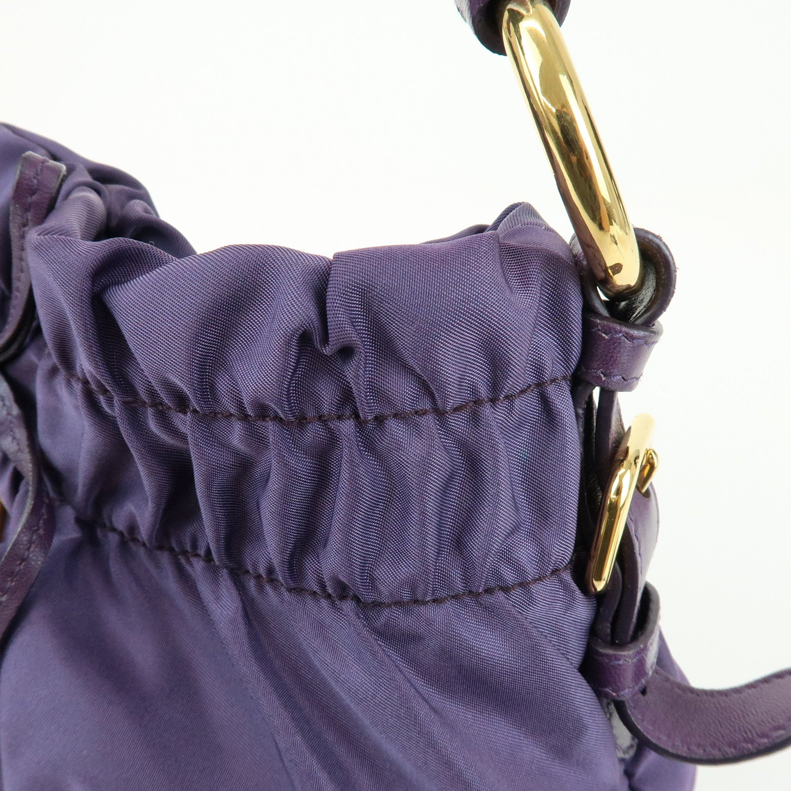 PRADA Ribbon Nylon Leather Shoulder Bag Hand Bag Purple BR4237