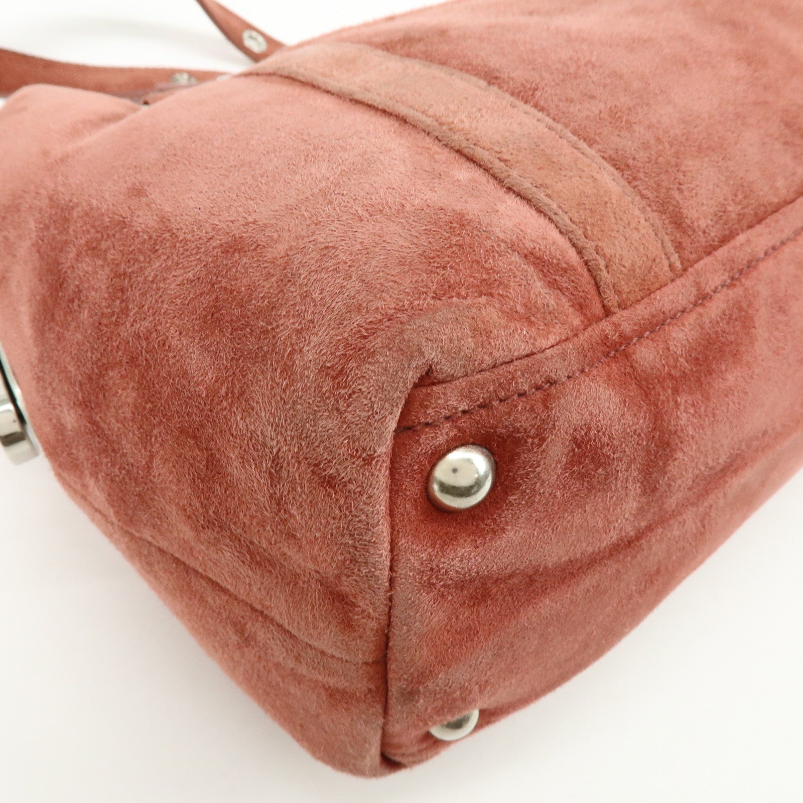 PRADA Suede Boston Bag Hand Bag Pink BR2630