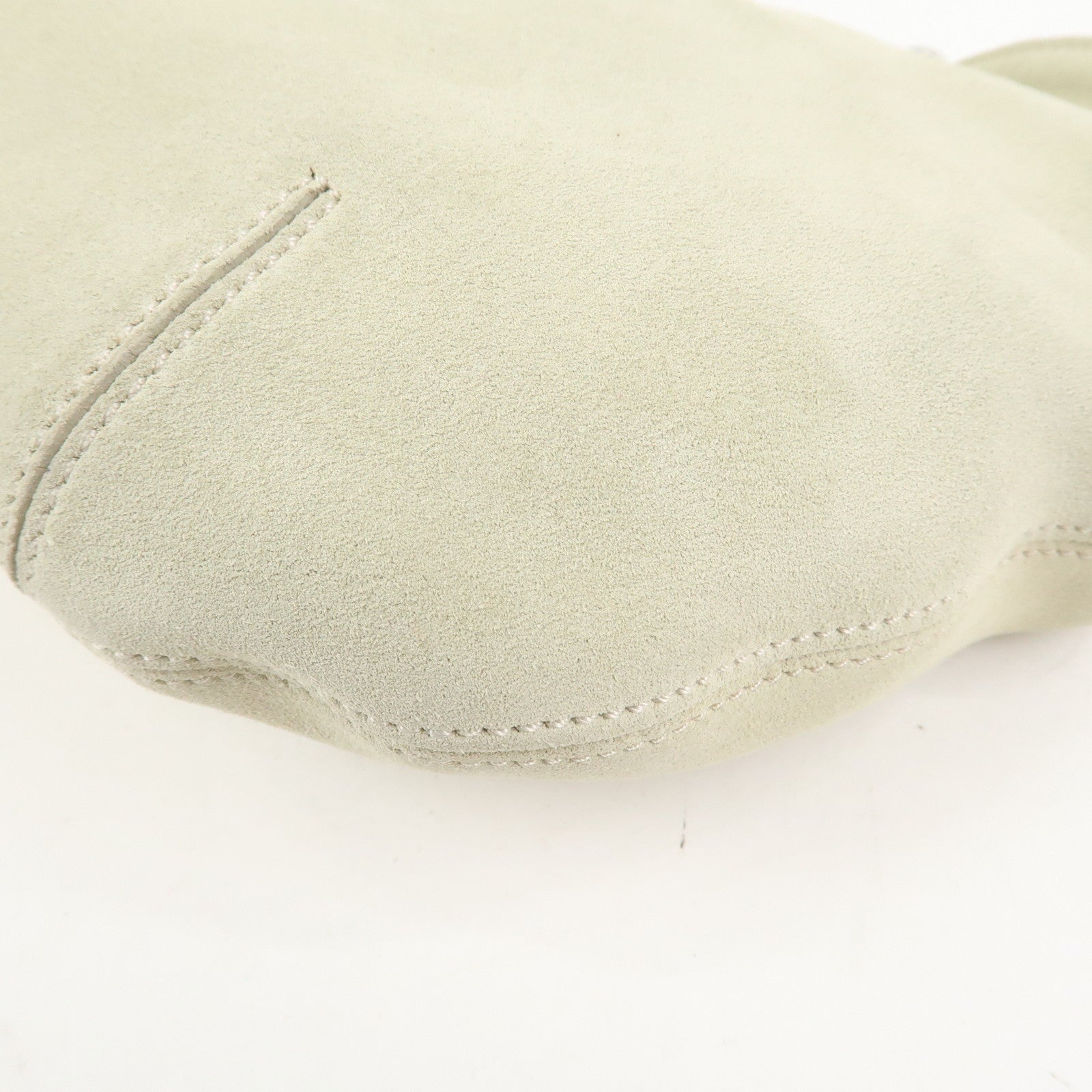 LOEWE Suede Chain Hand Bag Shoulder Bag Ivory Silver