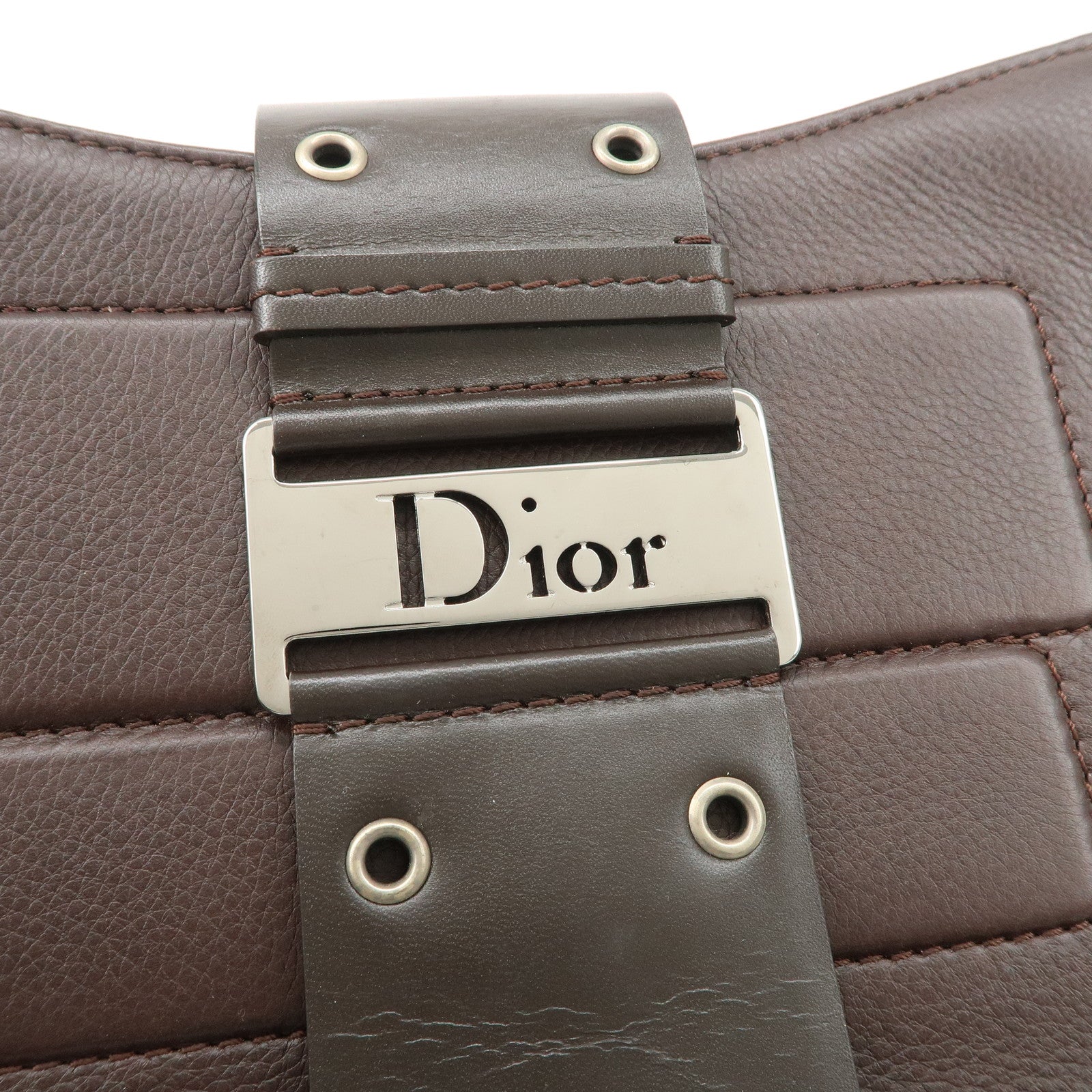Christian Dior Street Chic Logo Leather Shoulder Bag Hand Bag Brown Used