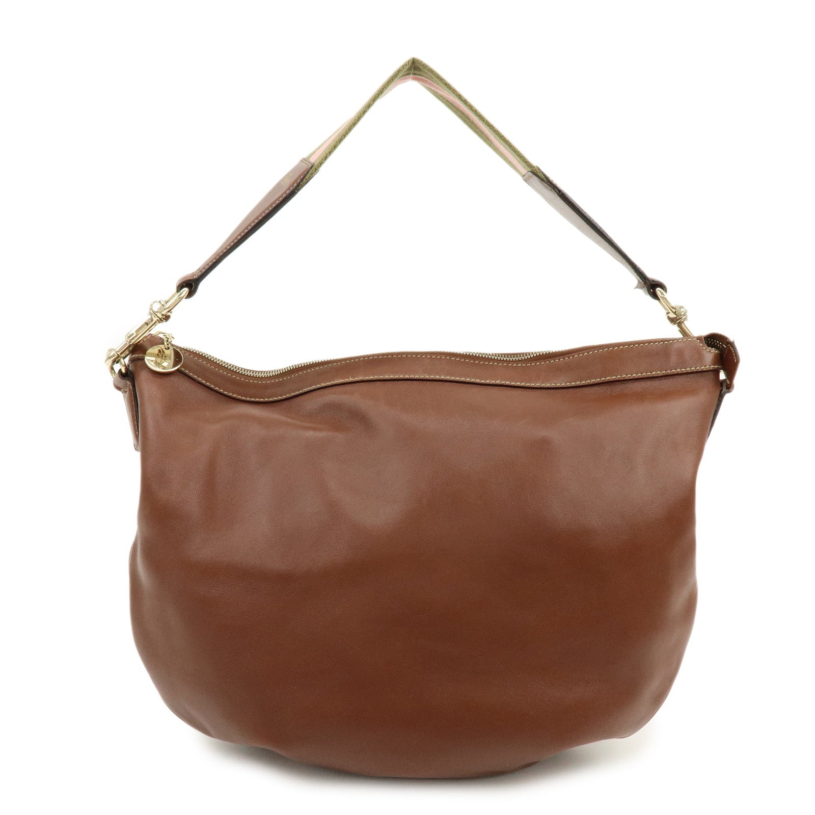 GUCCI Leather Shoulder Bag Brown 154401