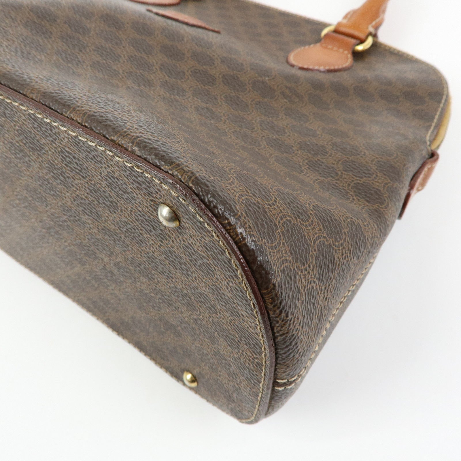 CELINE Macadam PVC Leather Hand Bag Brown