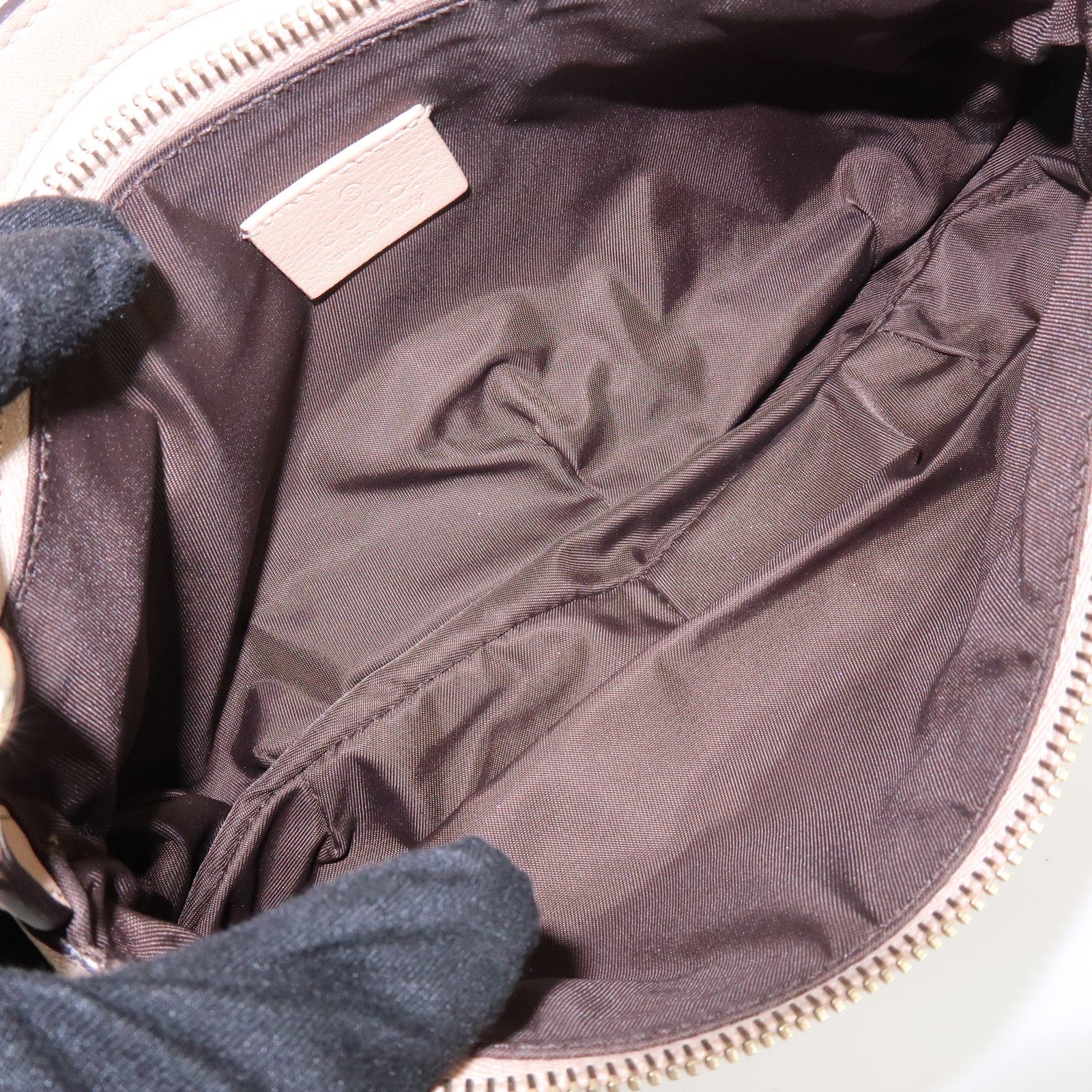 GUCCI Lovely Heart GG Canvas Leather Hand Bag Pink Beige 245938