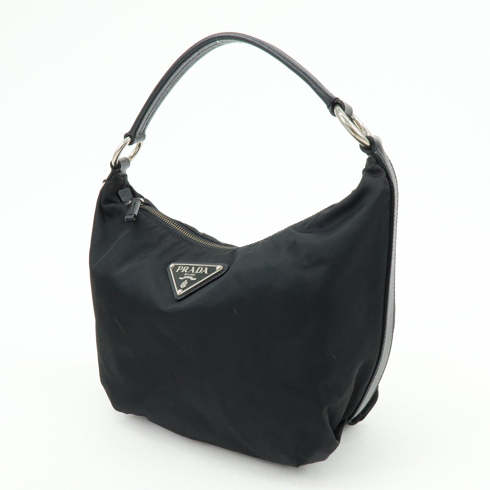 PRADA Triangle Logo Nylon Saffiano Leather Shoulder Bag BR3332