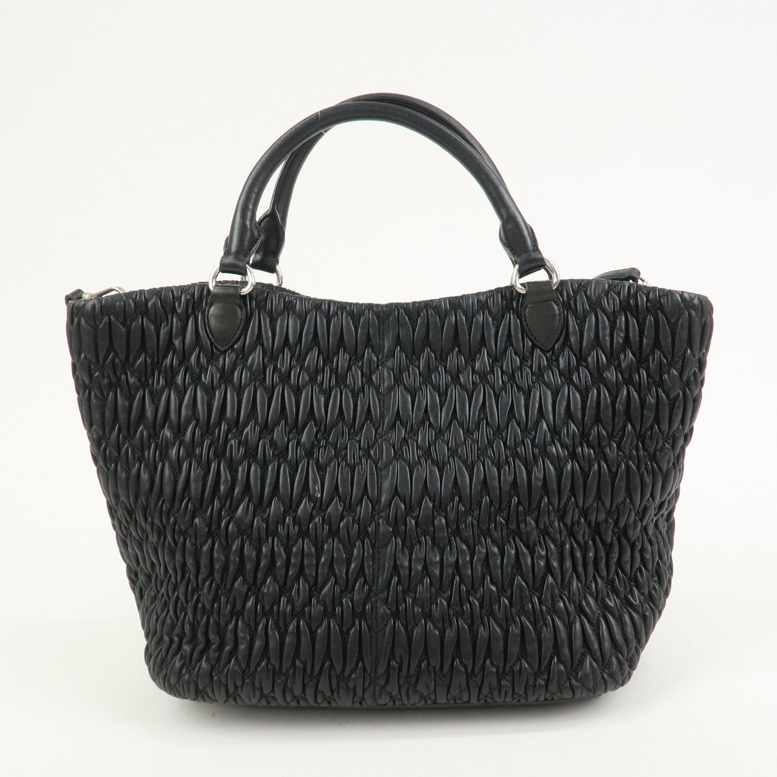 MIU MIU Matelasse Nappa Crystal 2Way Shoulder Bag Black 5BE896