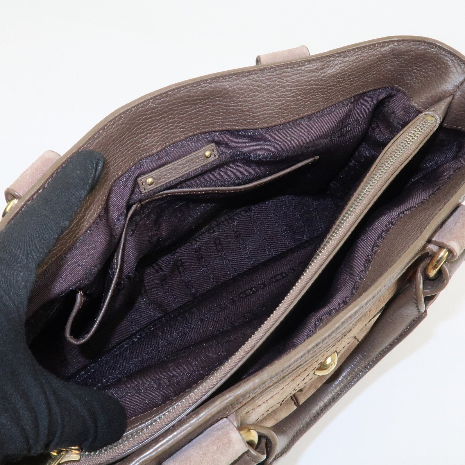 CELINE Boogie Bag Suede Leather Hand Bag Beige Brown