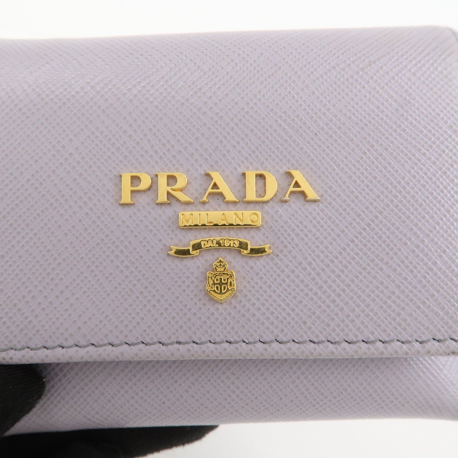 PRADA Saffiano Leather Tri-fold Compact Wallet Light Purple 1MH043