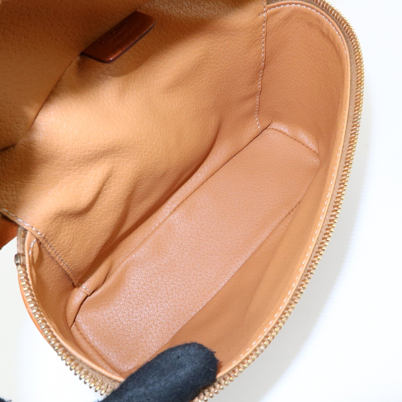 CELINE Macadam PVC Leather Hand Bag Pouch Cosmetic Pouch Brown