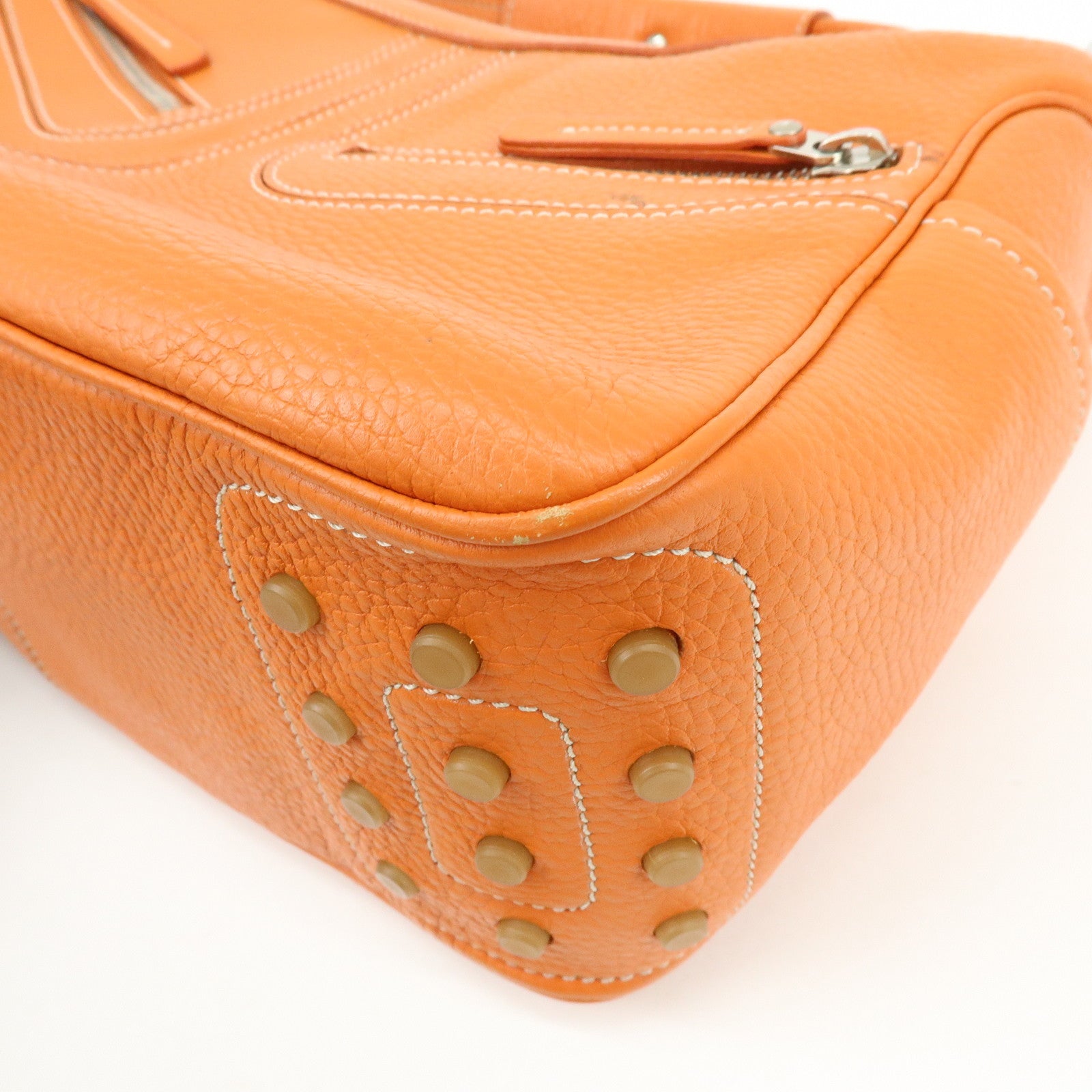 TOD'S Miky Leather Shoulder Bag Hand Bag Orange