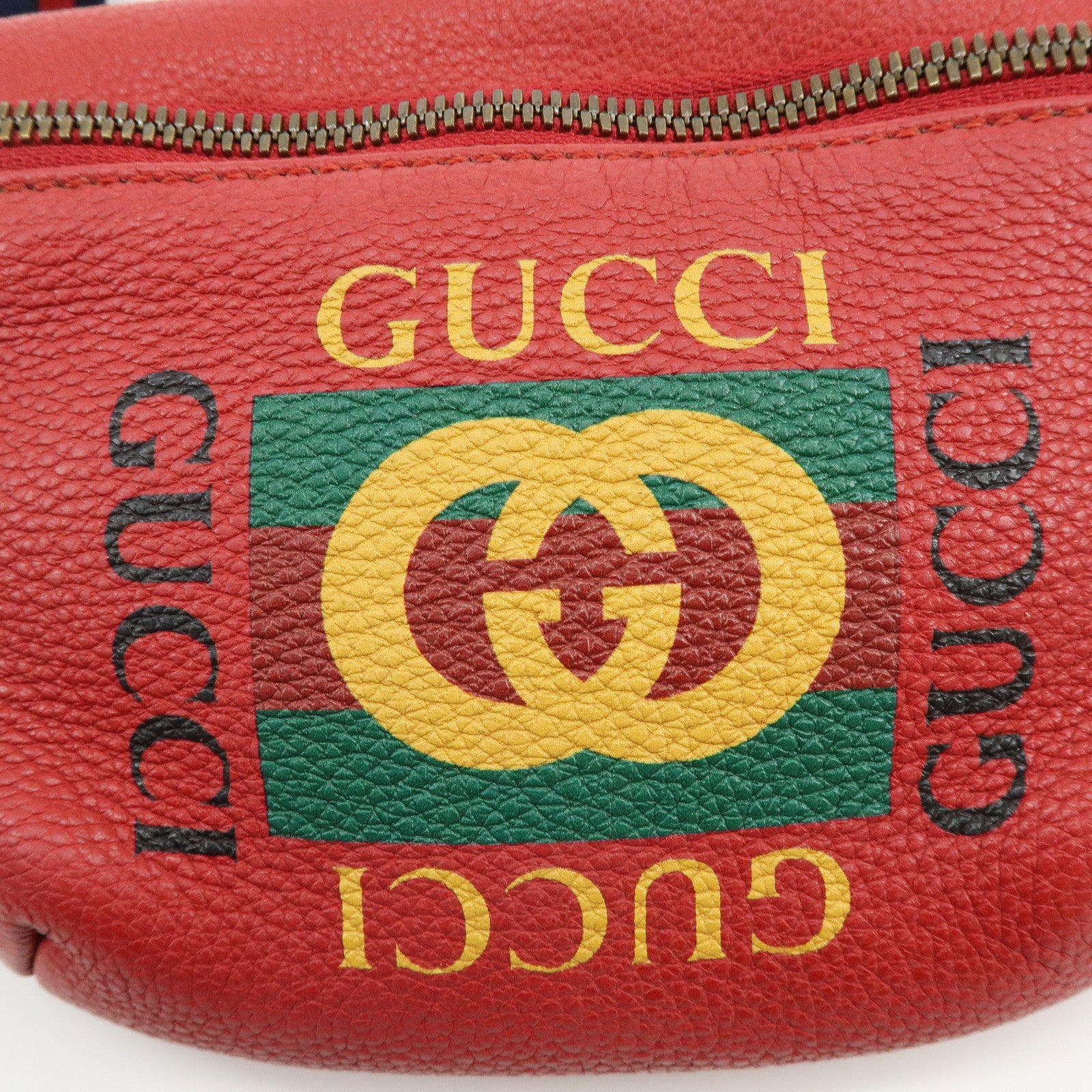 GUCCI Sherry Leather Waist Pouch Body Bag Red 527792