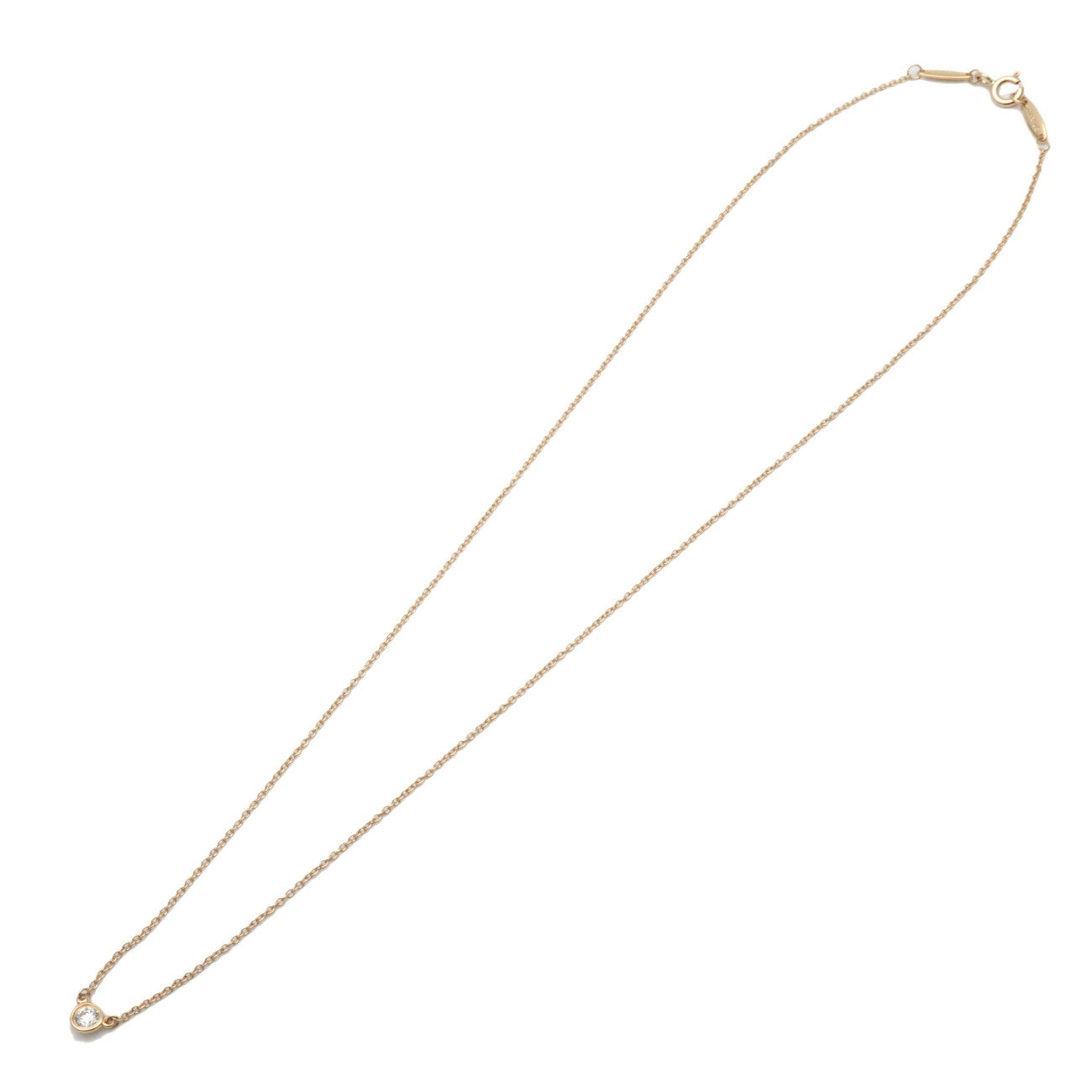 Tiffany & Co By The Yard 1P Diamond Necklace K18 750YG Yellow Gold