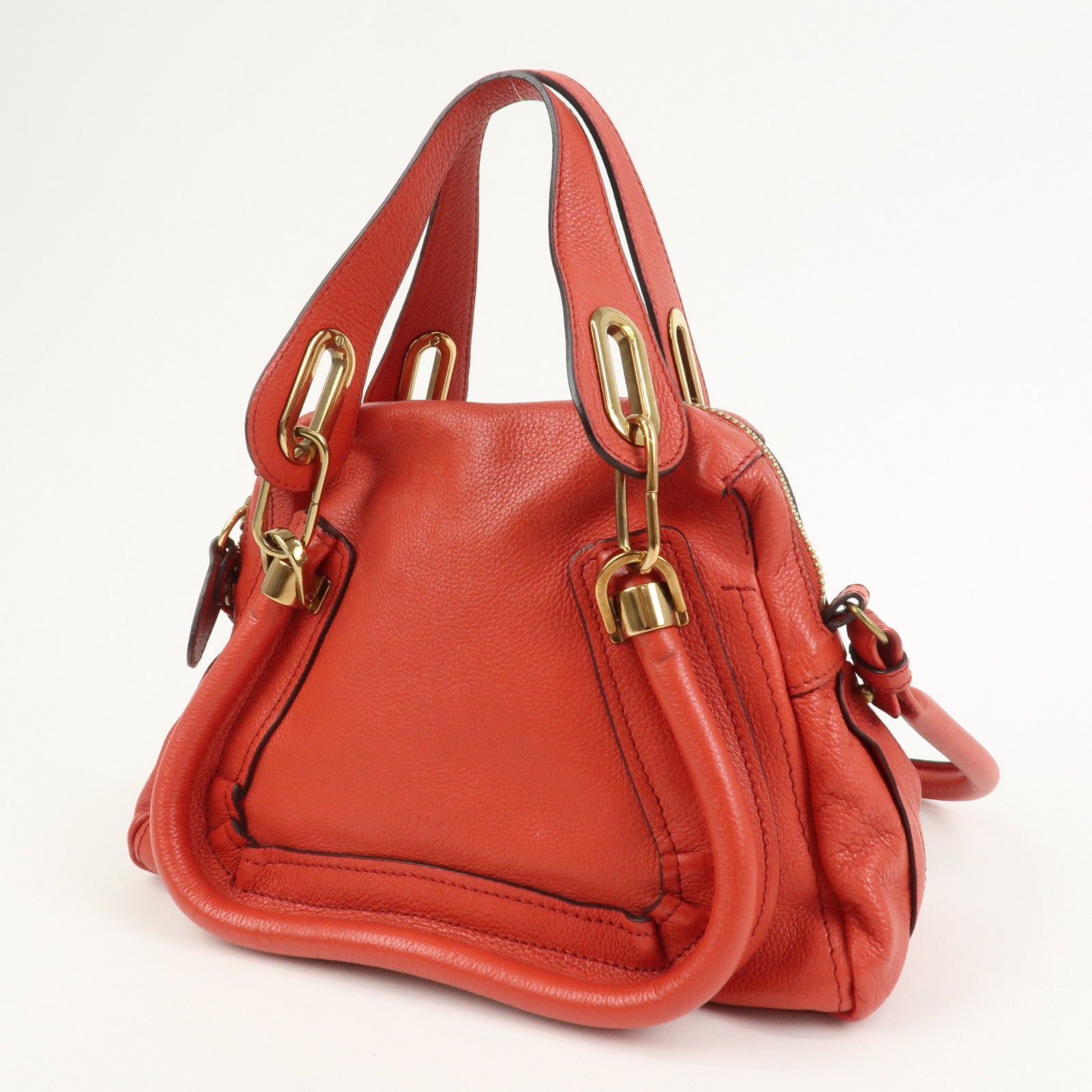 Chloe Paraty Leather 2Way Bag Shoulder Bag Hand Bag Red 031157
