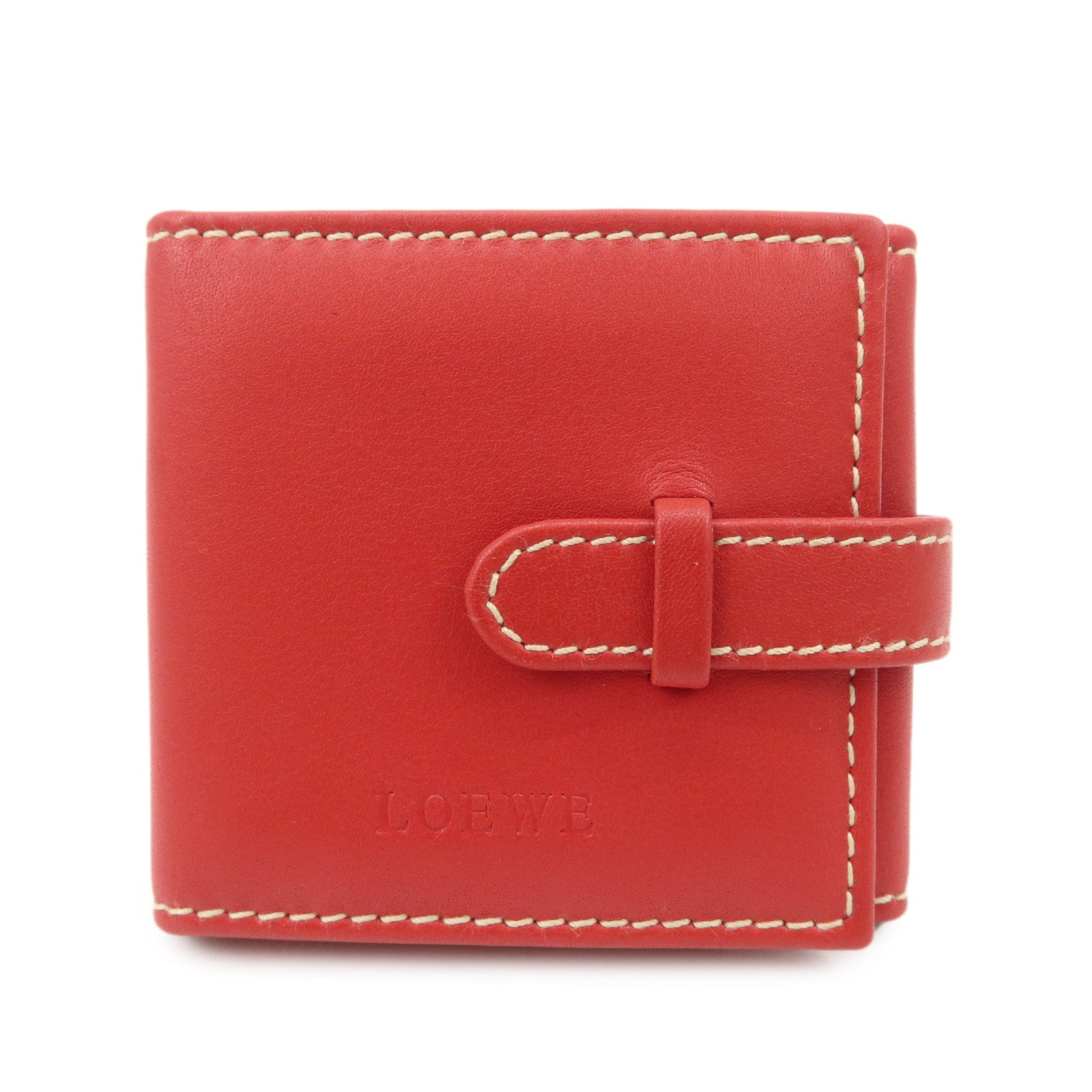 LOEWE Leather Tri-Fold Square Photo Case Red