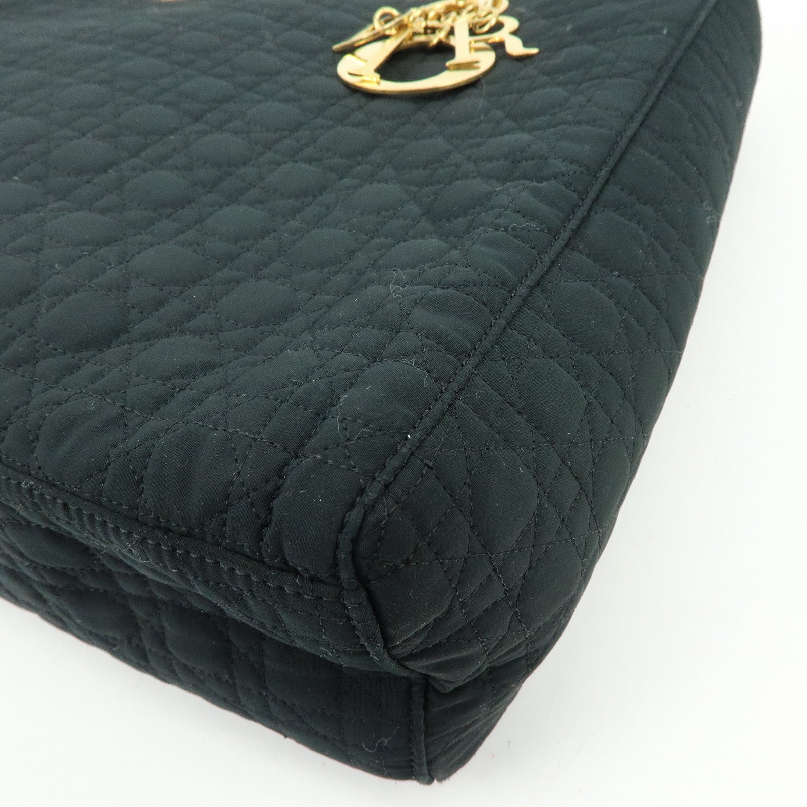 Christian Dior Lady Dior Canage Canvas Tote Bag Hand Bag Black