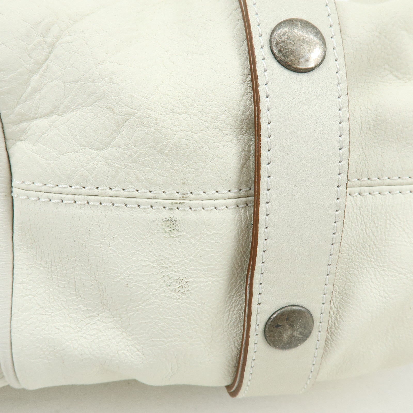 Chloe Silverado Leather Shoulder Bag Boston Bag Hand Bag White