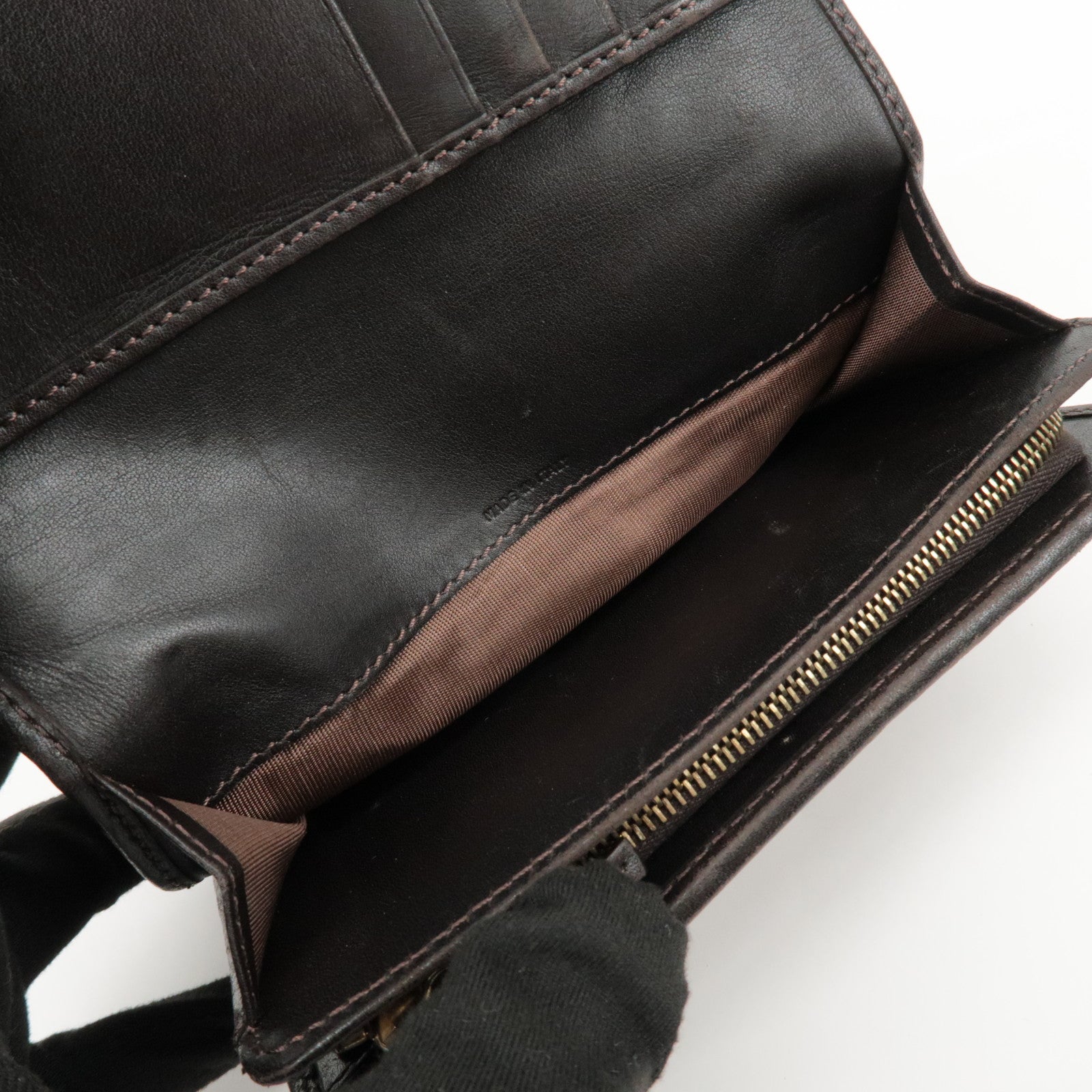 FENDI Zucca Set of 2 Canvas Leather Wallet Brown Black 8M0029 2270 Used