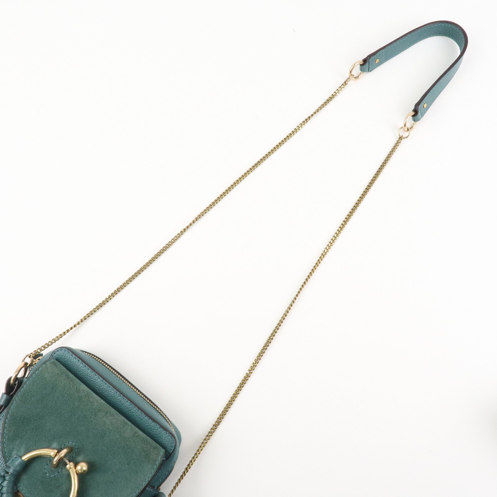 Chloe See By Chloe Joan Leather Suede Shoulder Bag Turquoise Blue Used