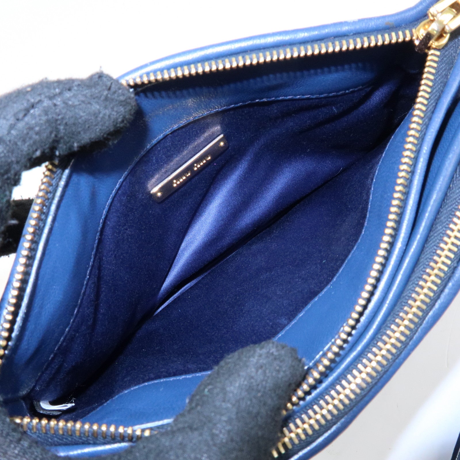 MIU MIU Matelasse Leather Shoulder Bag Crossbody Bag Blue