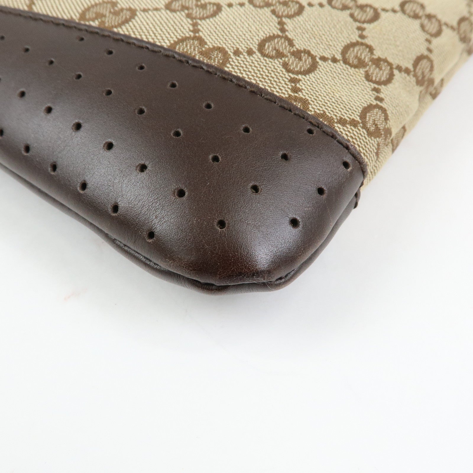 GUCCI GG Canvas Leather Shoulder Crossbody Bag Beige Brown 145857