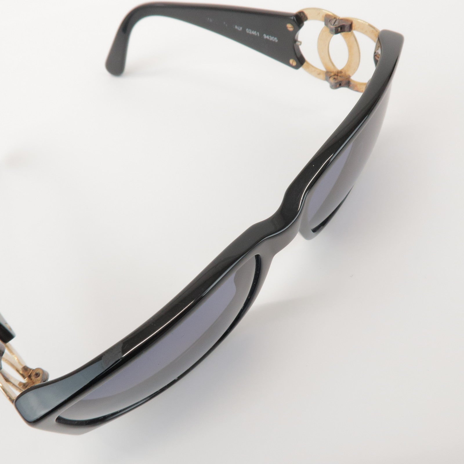 CHANEL COCO Mark Plastic Sunglasses Black Gold 02461 94305