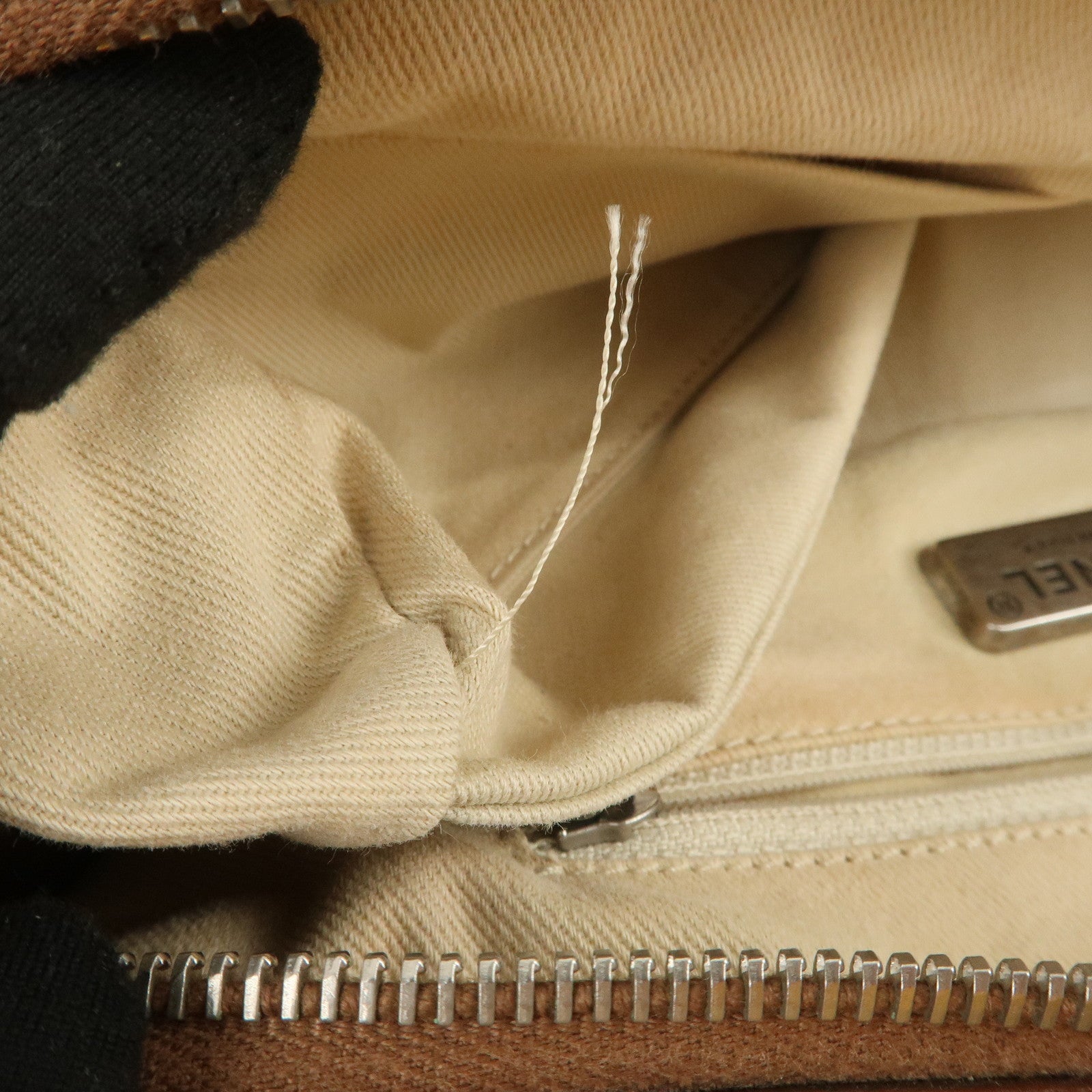 CHANEL COCO Mark Wild Stitch Caviarskin Boston Bag Brown