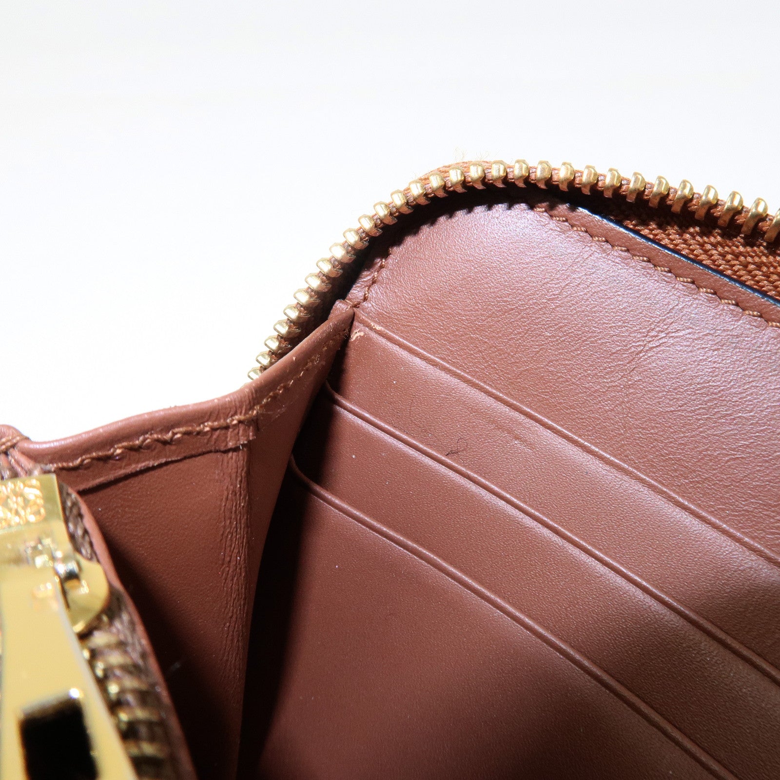 LOEWE Anagram Leather Round Zippy Wallet Long Wallet Camel