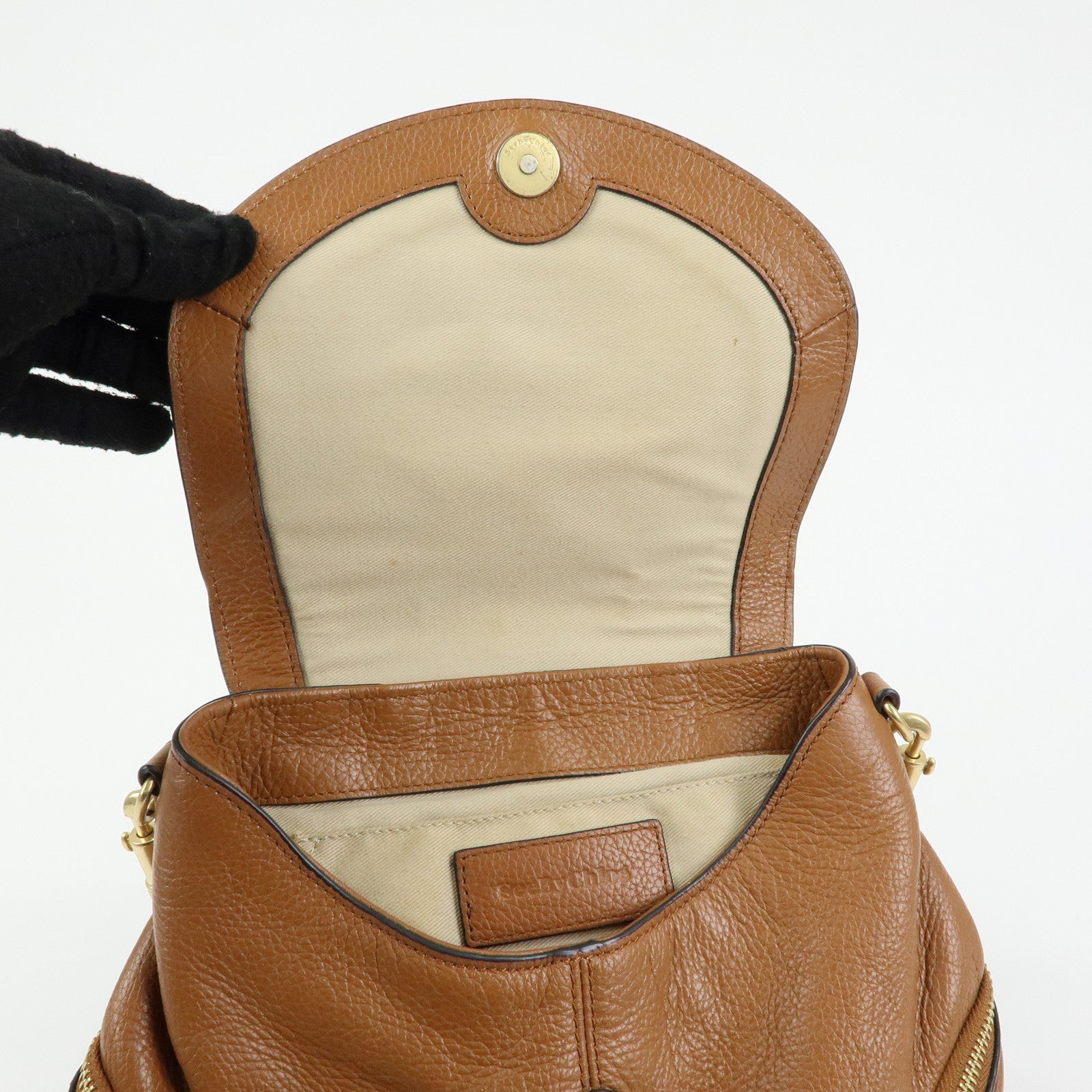 Chloe See By Chloe Leather Backpack Rucksack Camel