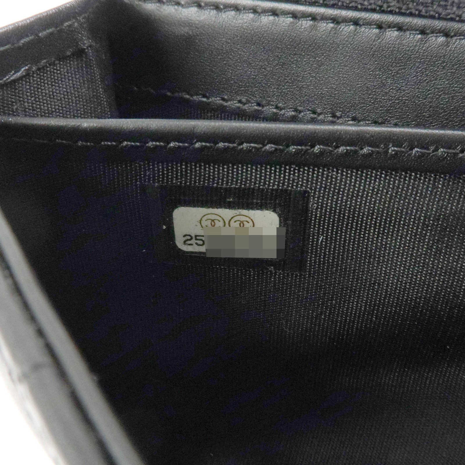 CHANEL Camellia Leather Long Wallet Black Silver Studs A82283