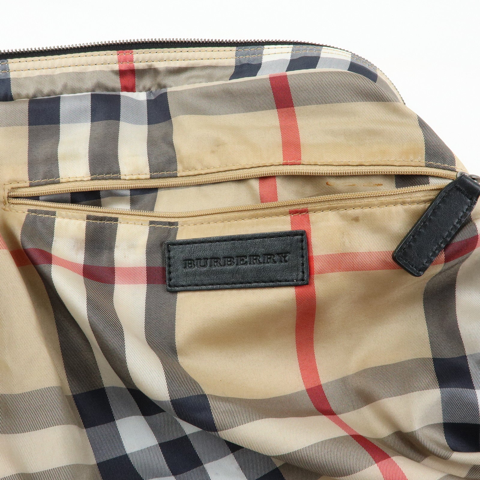 BURBERRY Nylon Leather Tote Bag Shoulder Bag Black