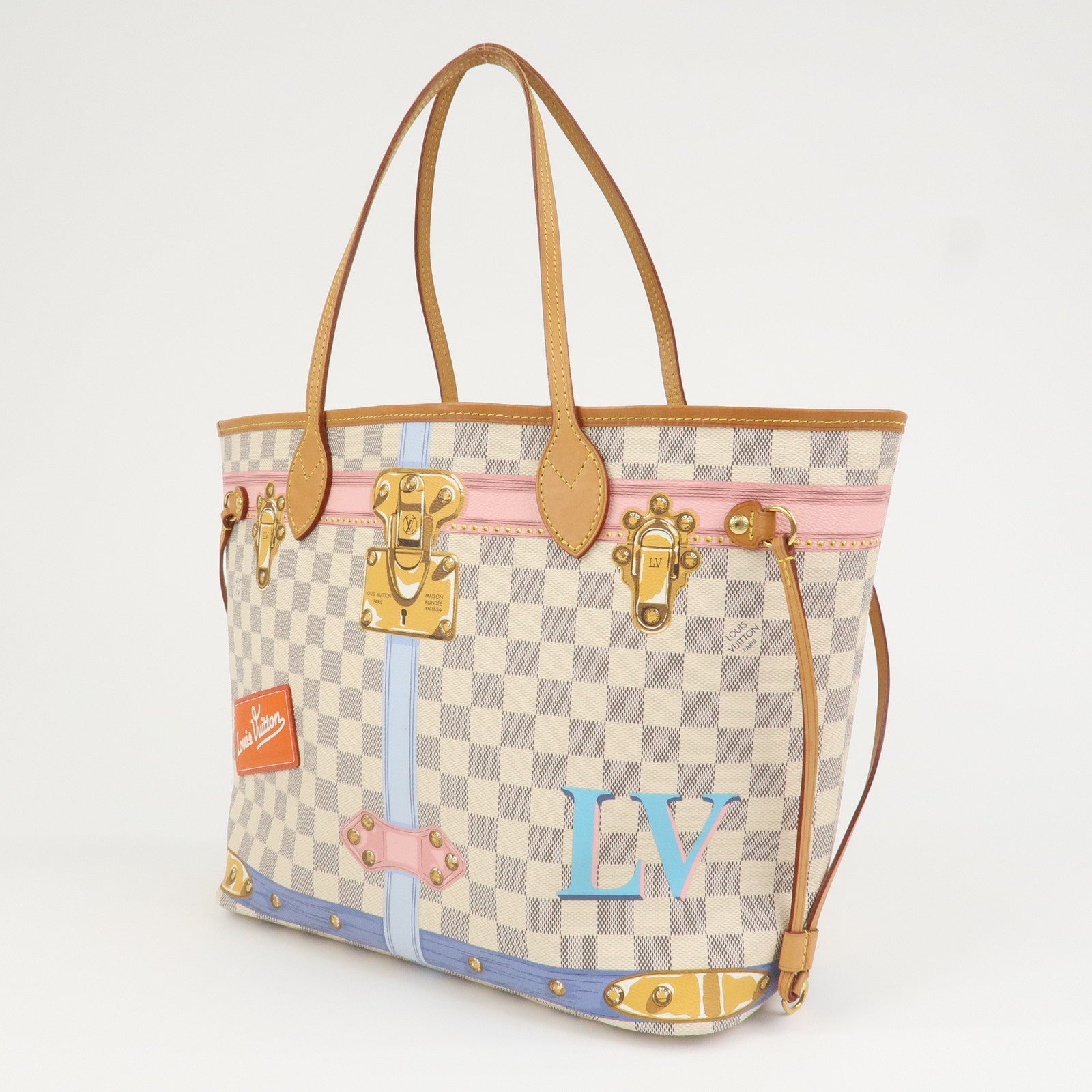 Louis Vuitton Damier Azur Neverfull MM Summer Trunk Tote Bag N41065