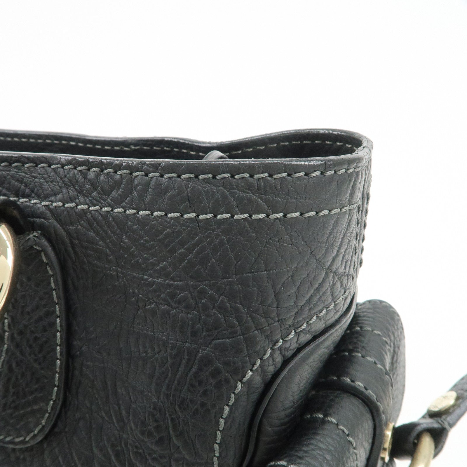 CELINE Logo Leather Boogie Bag Hand Bag Tote Bag Black