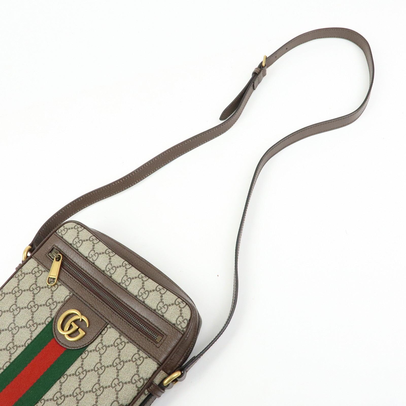 GUCCI Ophidia GG Supreme Canvas Leather Shoulder Bag Beige 547926