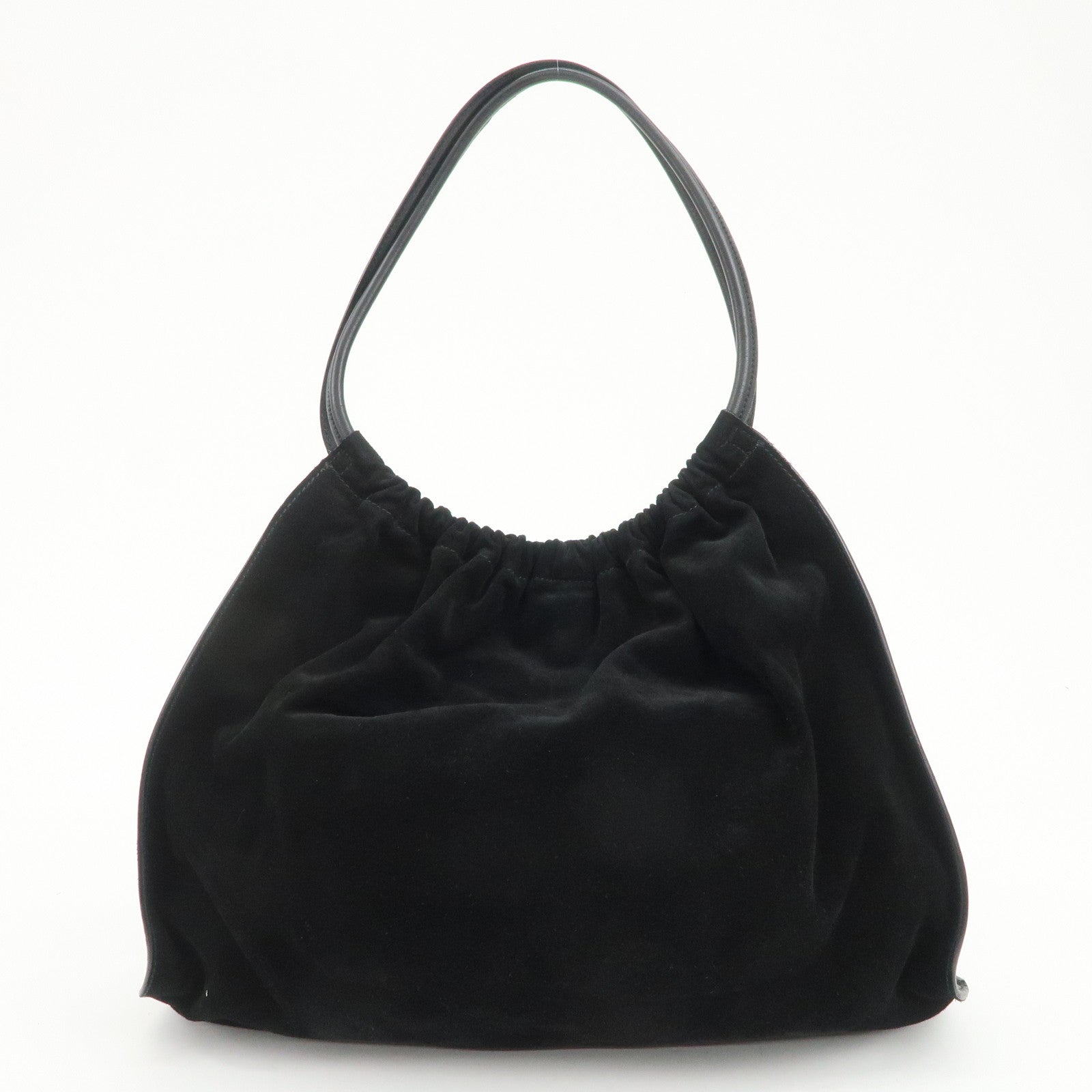 GUCCI Logo Suede Leather Shoulder Bag Hand Bag Black 001・4332