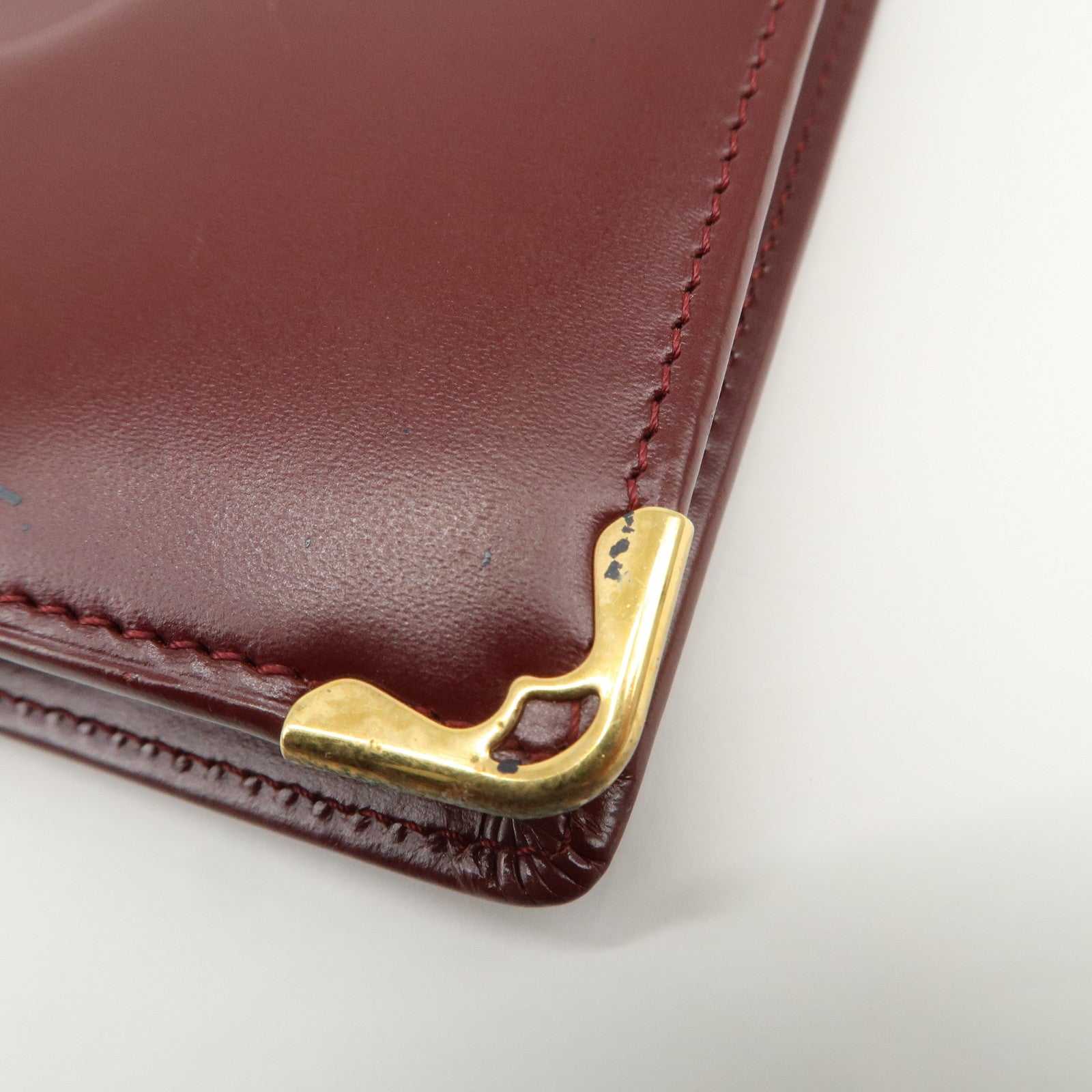 Cartier Must de Cartier Logo Leather Compact Wallet Bordeaux