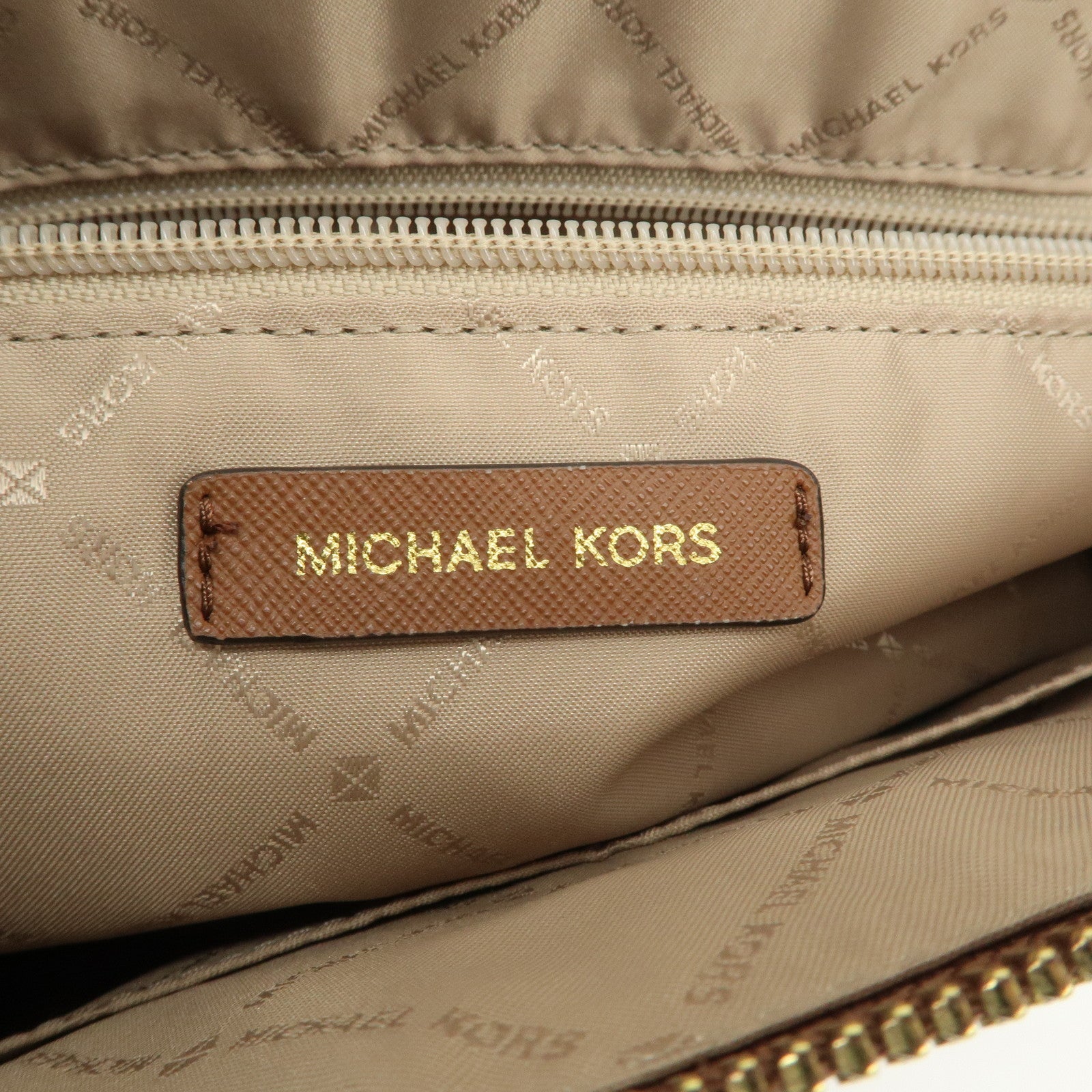 MICHAEL KORS Leather Tote Bag Shoulder Bag Brown Gold