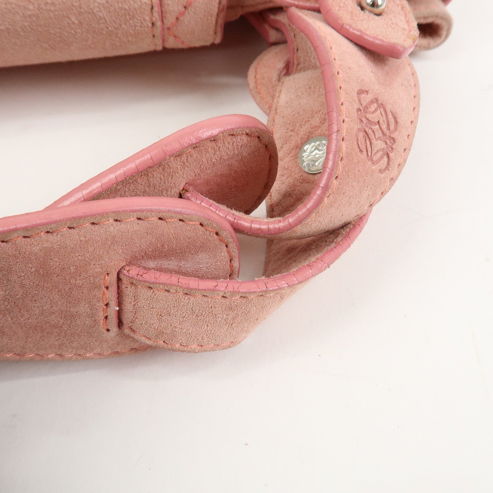 LOEWE Anagram Suede Shoulder Bag Hand Bag Pink