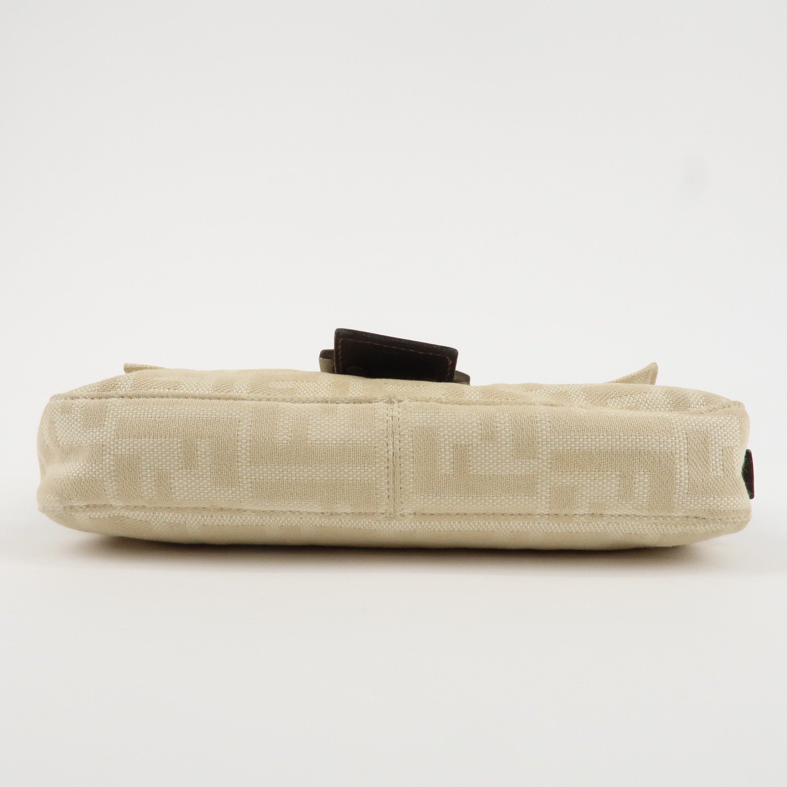 FENDI Mamma Baguette Zucca Leather Canvas Hand Bag Beige Brown 26424 Used