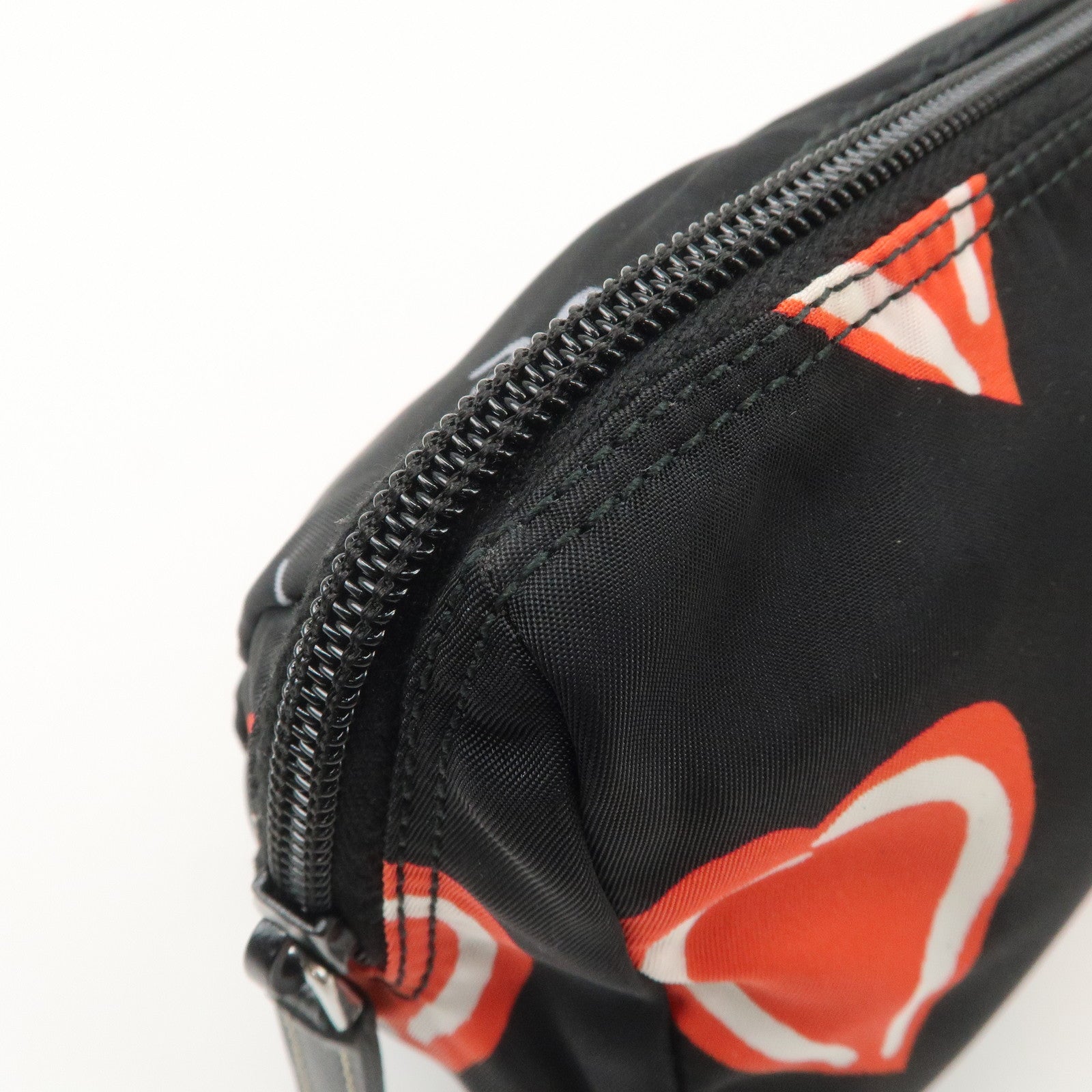 PRADA Triangle Logo Set of 2 Nylon Leather Pouch Black Blue Used