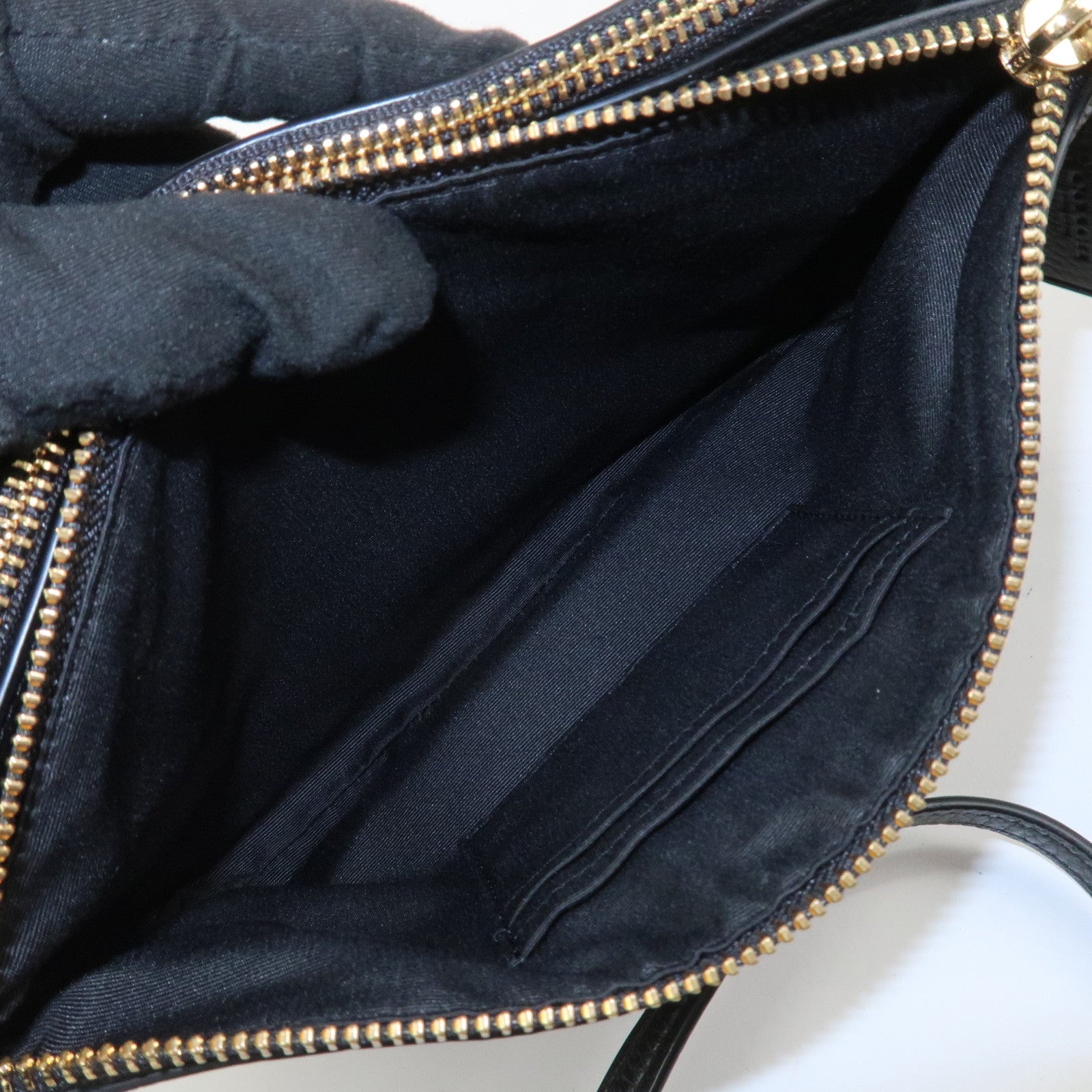 COACH Logo Leather Shoulder Bag Crossbody Bag Black