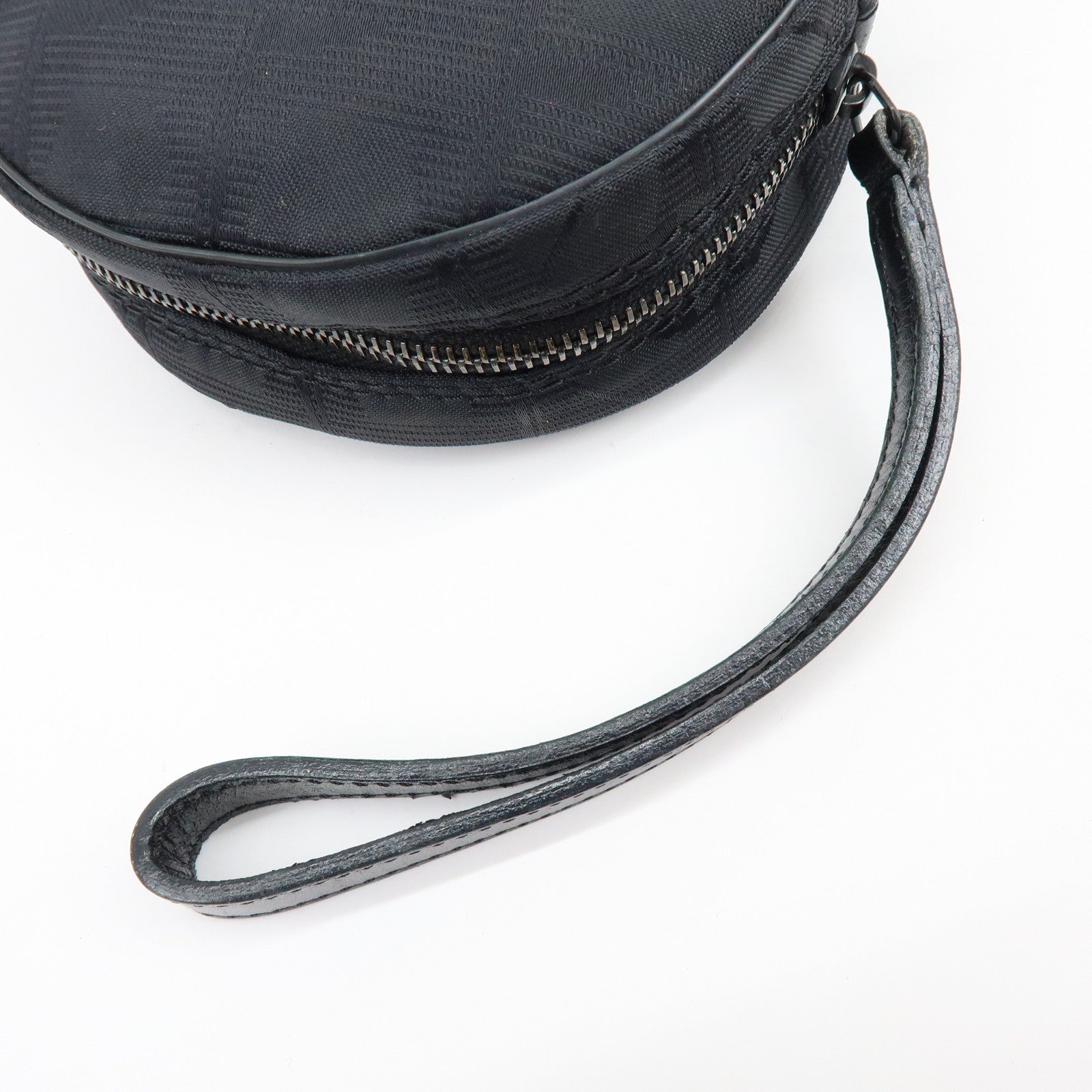 CHANEL New Travel Line Nylon Jacquard Leather Cosmetic Pouch Black