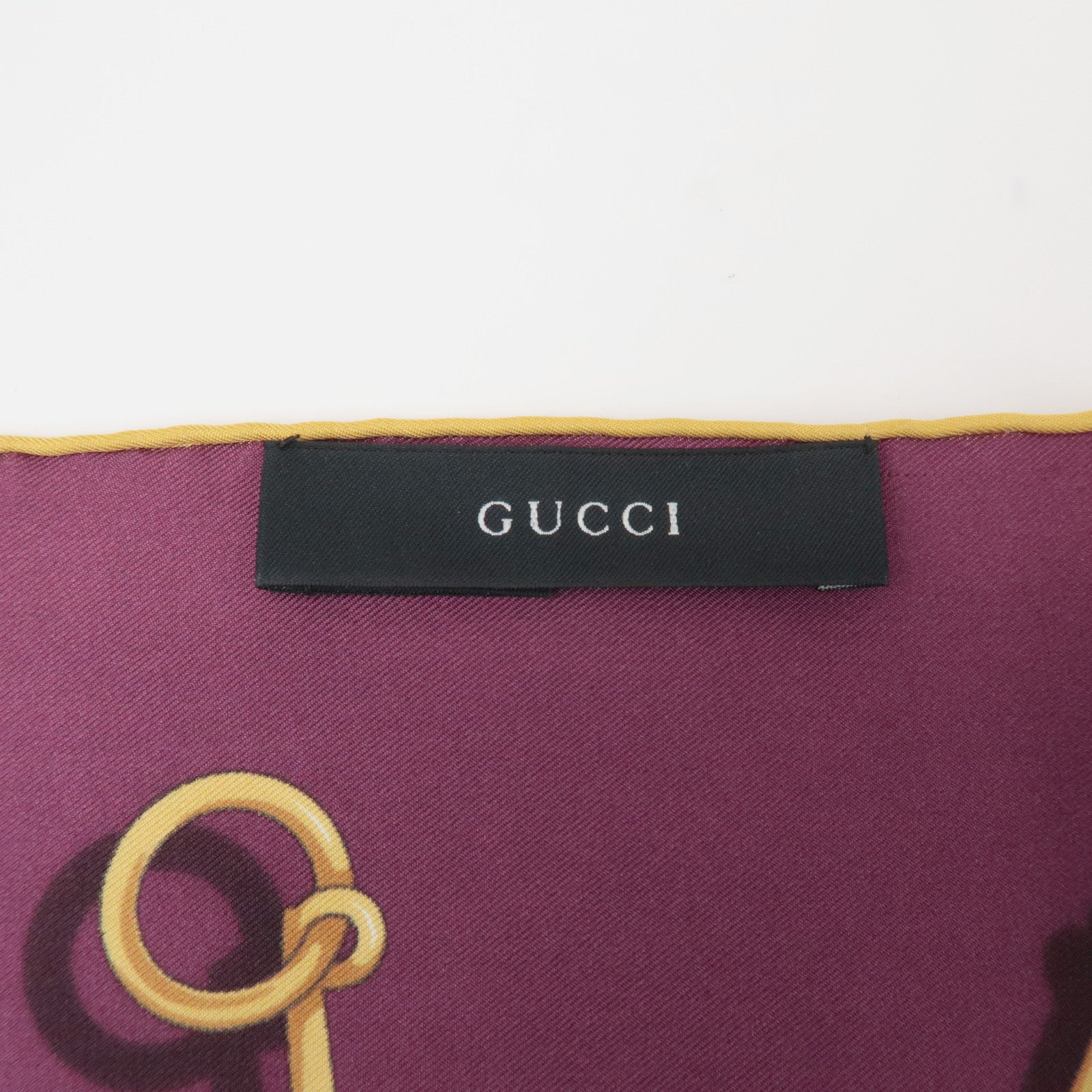 GUCCI Horse Bit Silk 100% 65×65 Scarf Purple