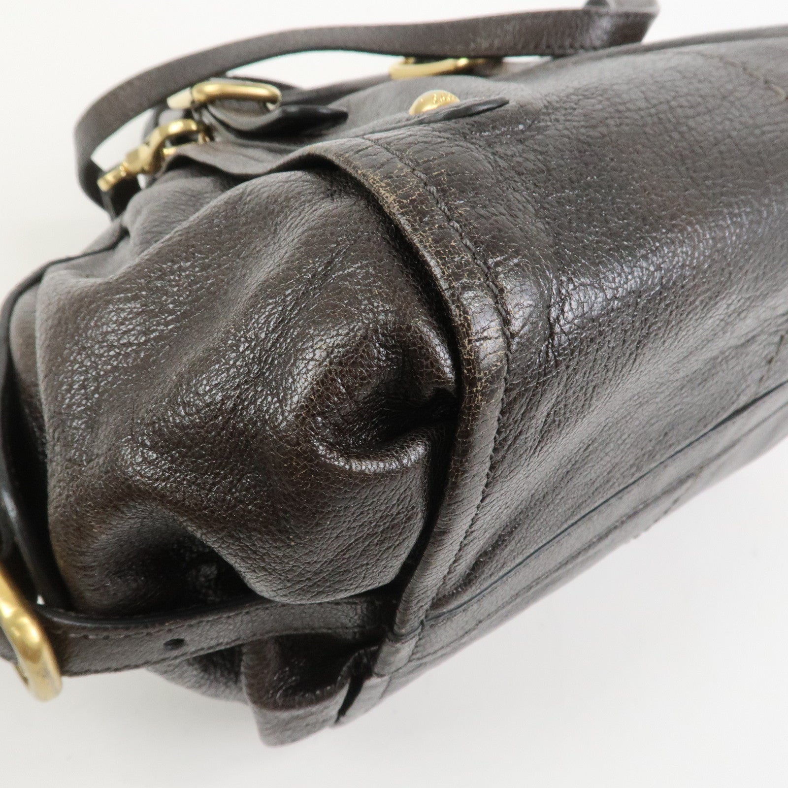 TOD'S G Line Leather 2Way Bag Hand Bag Shoulder Bag Dark Brown