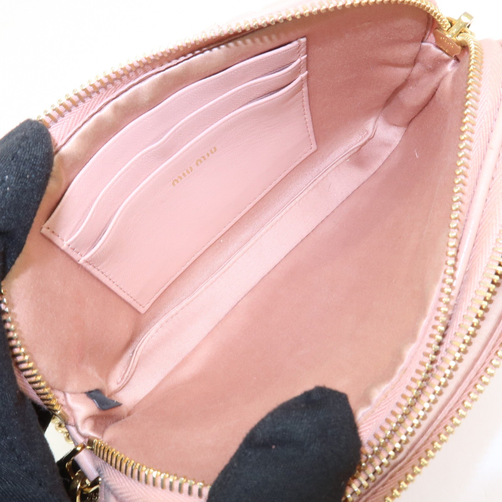 MIU MIU Matelasse Leather Chain Shoulder Bag Crossbody Bag Pink