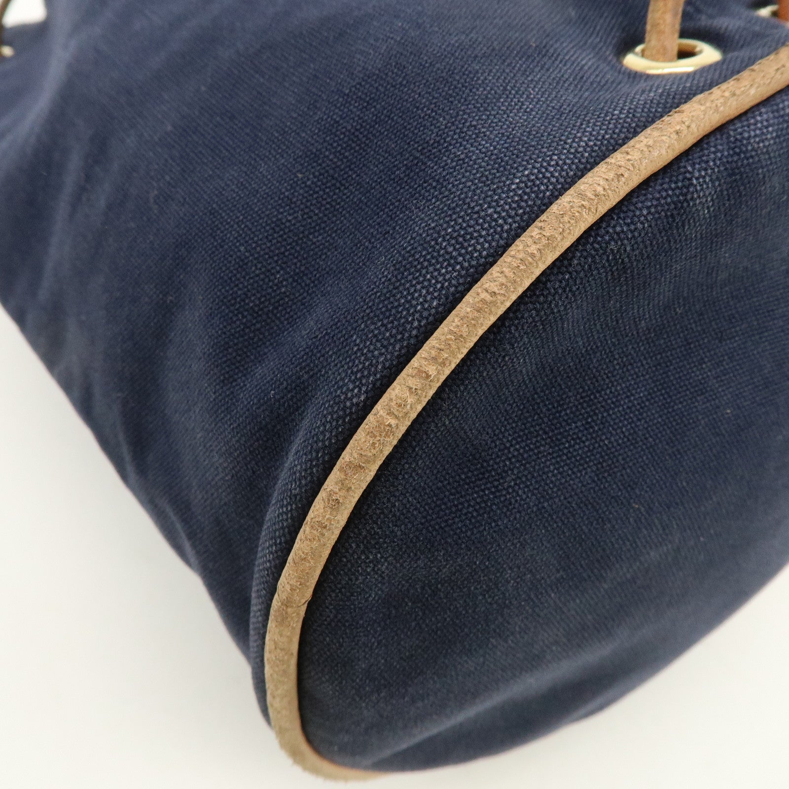 HERMES Canvas Leather Porochon Mimil PM Drawstring Shoulder Bag