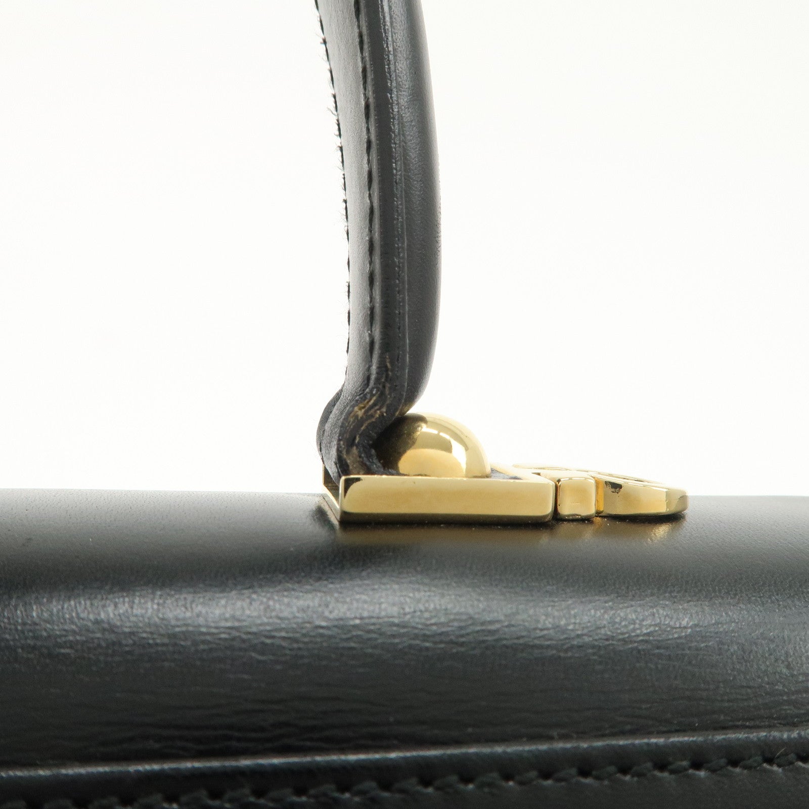 Ferragamo Gancini Leather 2Way Bag Hand Bag Shoulder Bag Black