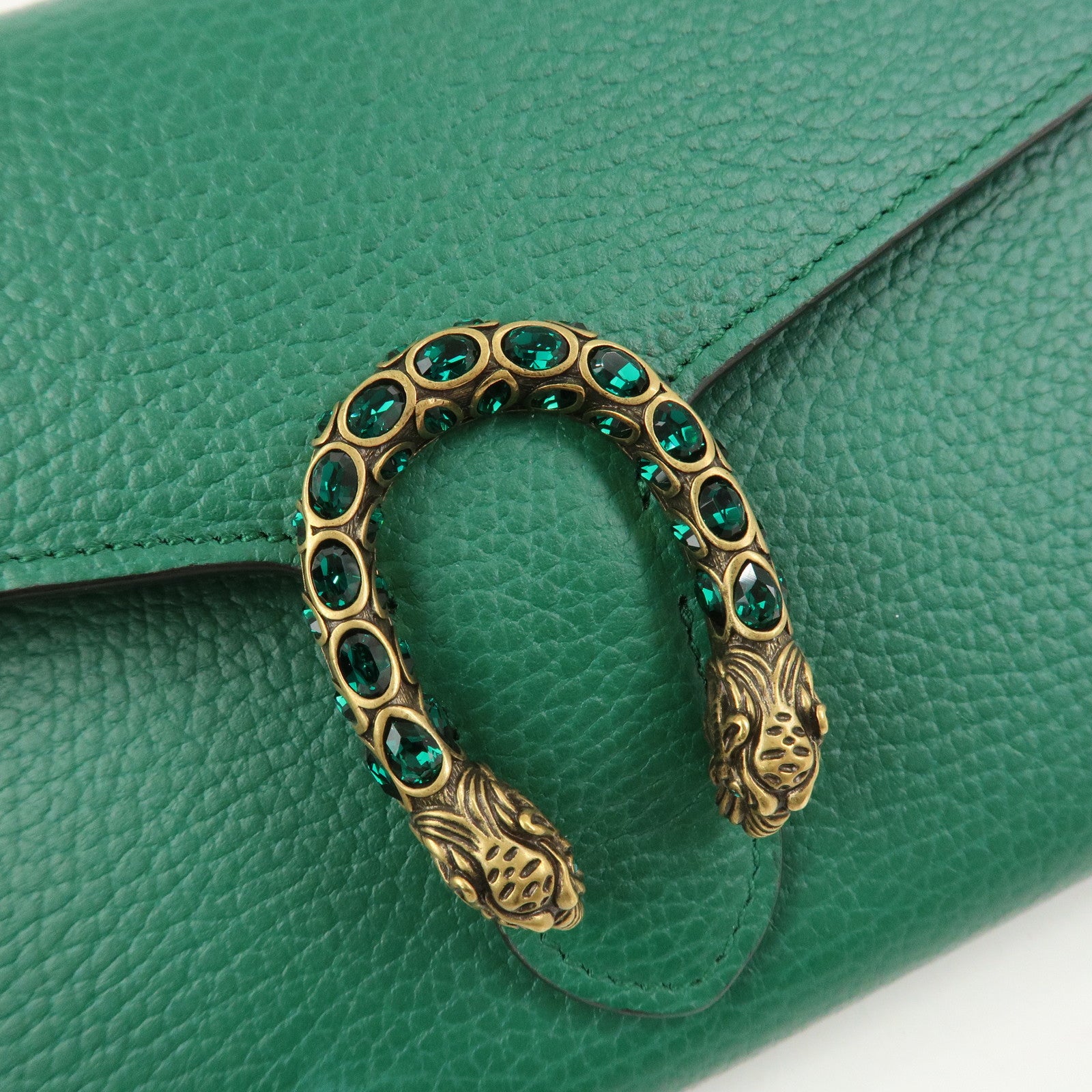 GUCCI Dionysus Leather Chain Wallet Shoulder Bag Green 401231