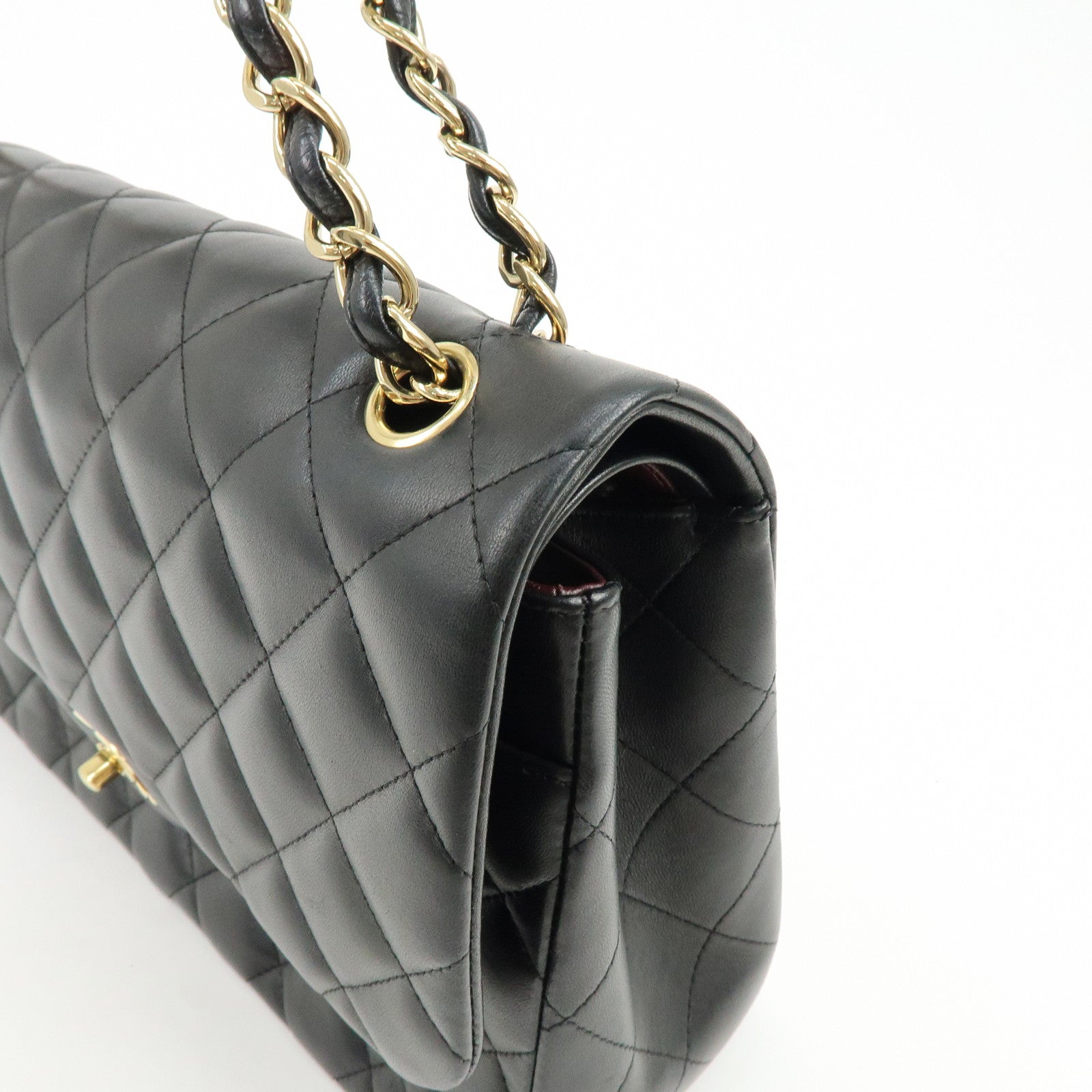 CHANEL Matelasse Lamb Skin Chain Shoulder Bag Black A58600