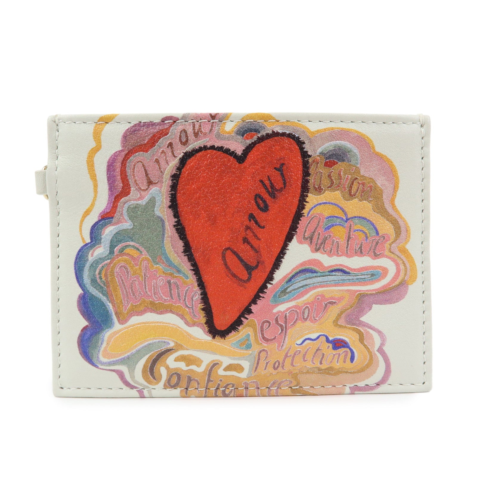 Christian Dior Lady Dior Amore Valentine Leather Card Case Ivory
